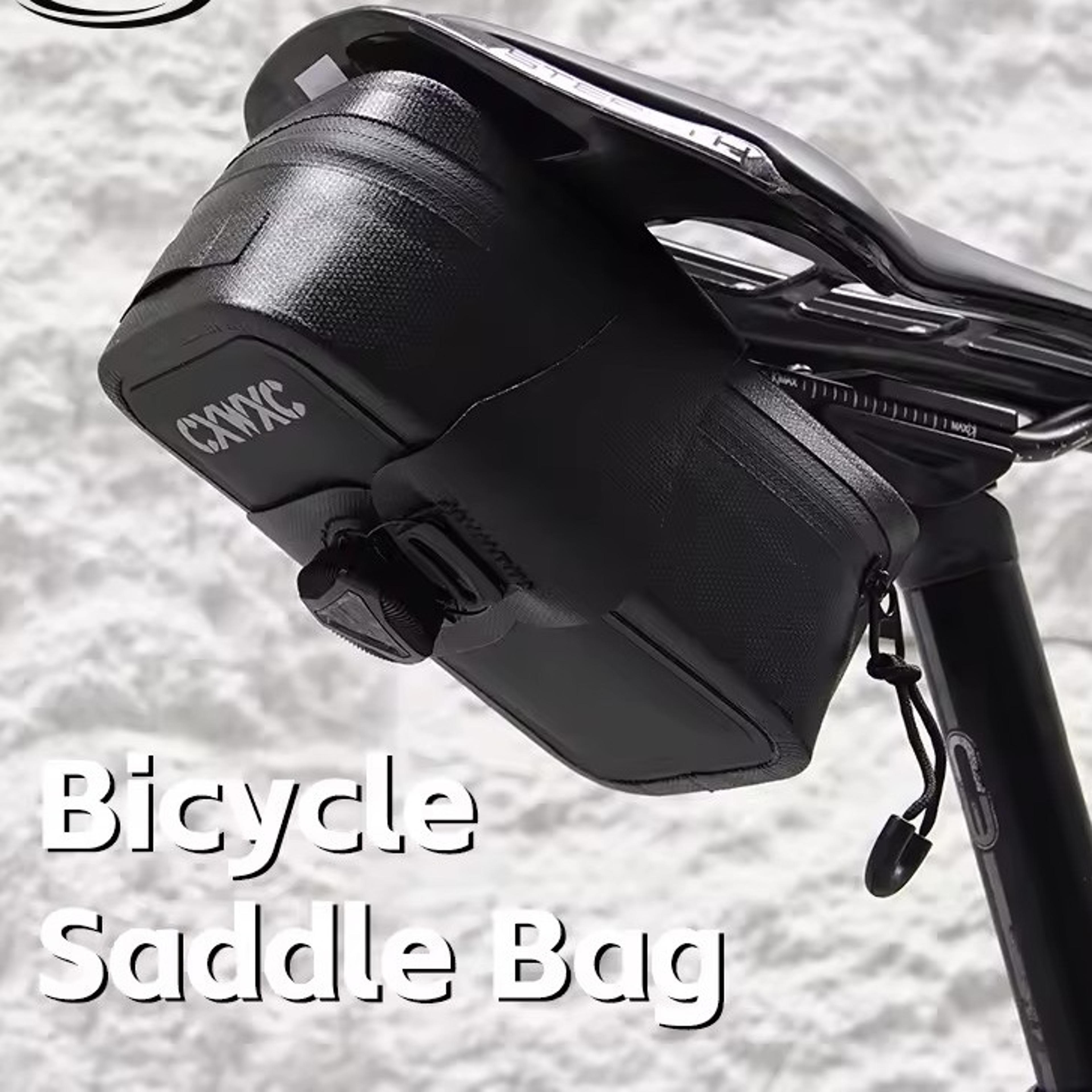 waterproof bicycle saddle bag 0.6l with self-locking knob and sealed zipper