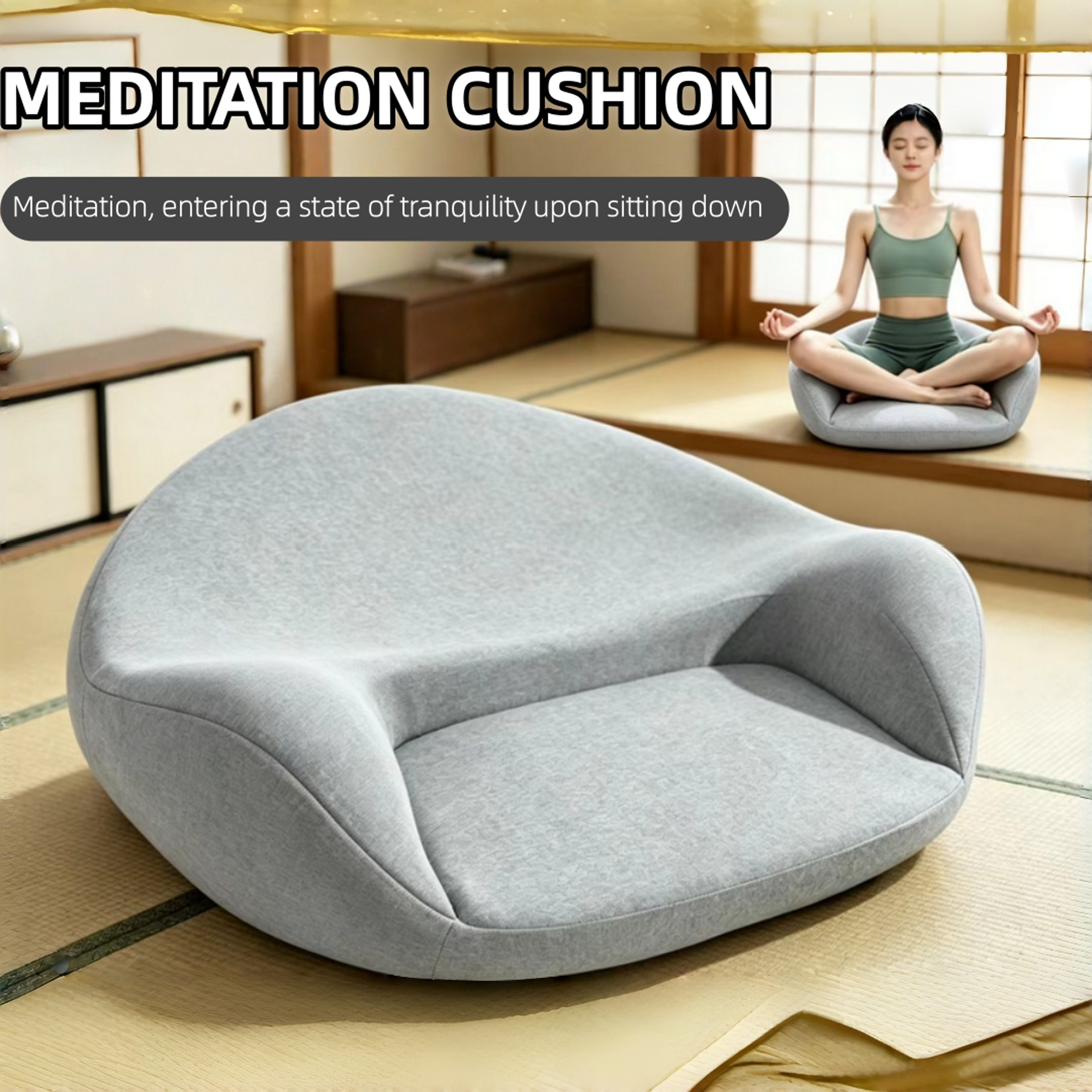 ergonomic meditation cushion for cross-legged yoga and kneeling support