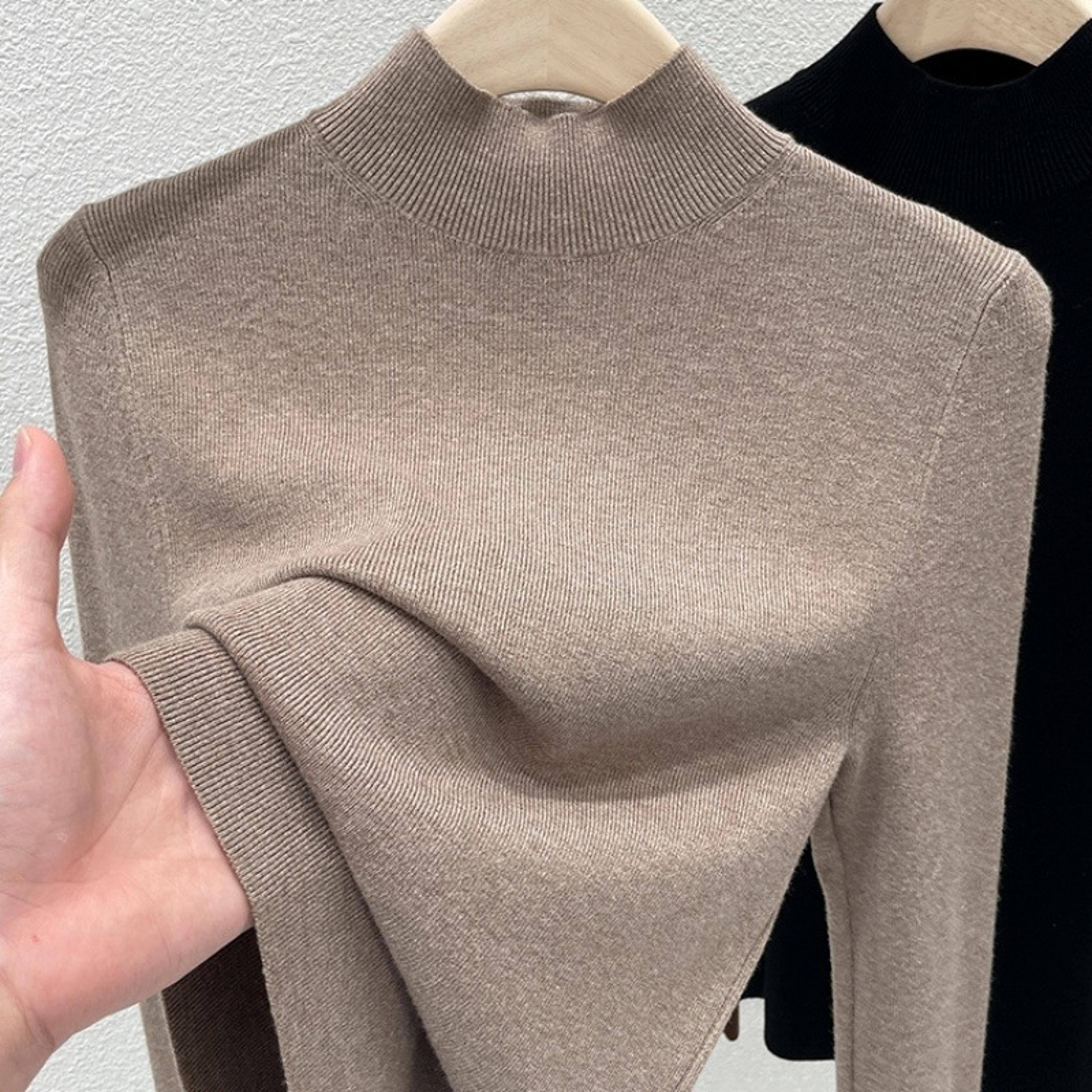 womens slim fit turtleneck sweater soft stretch knit pullover for fall and winter