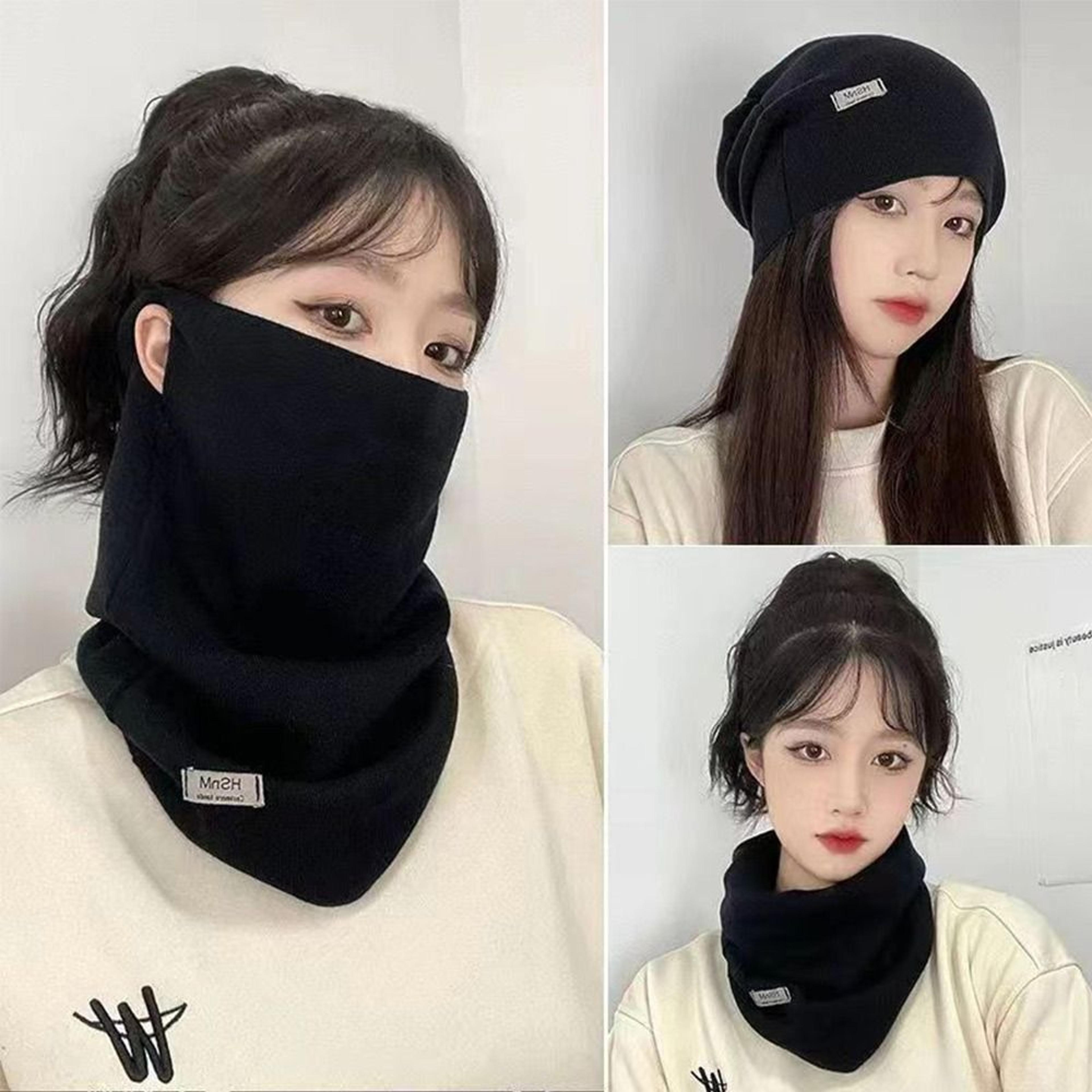 womens winter windproof scarf mask with soft knit ear and neck coverage