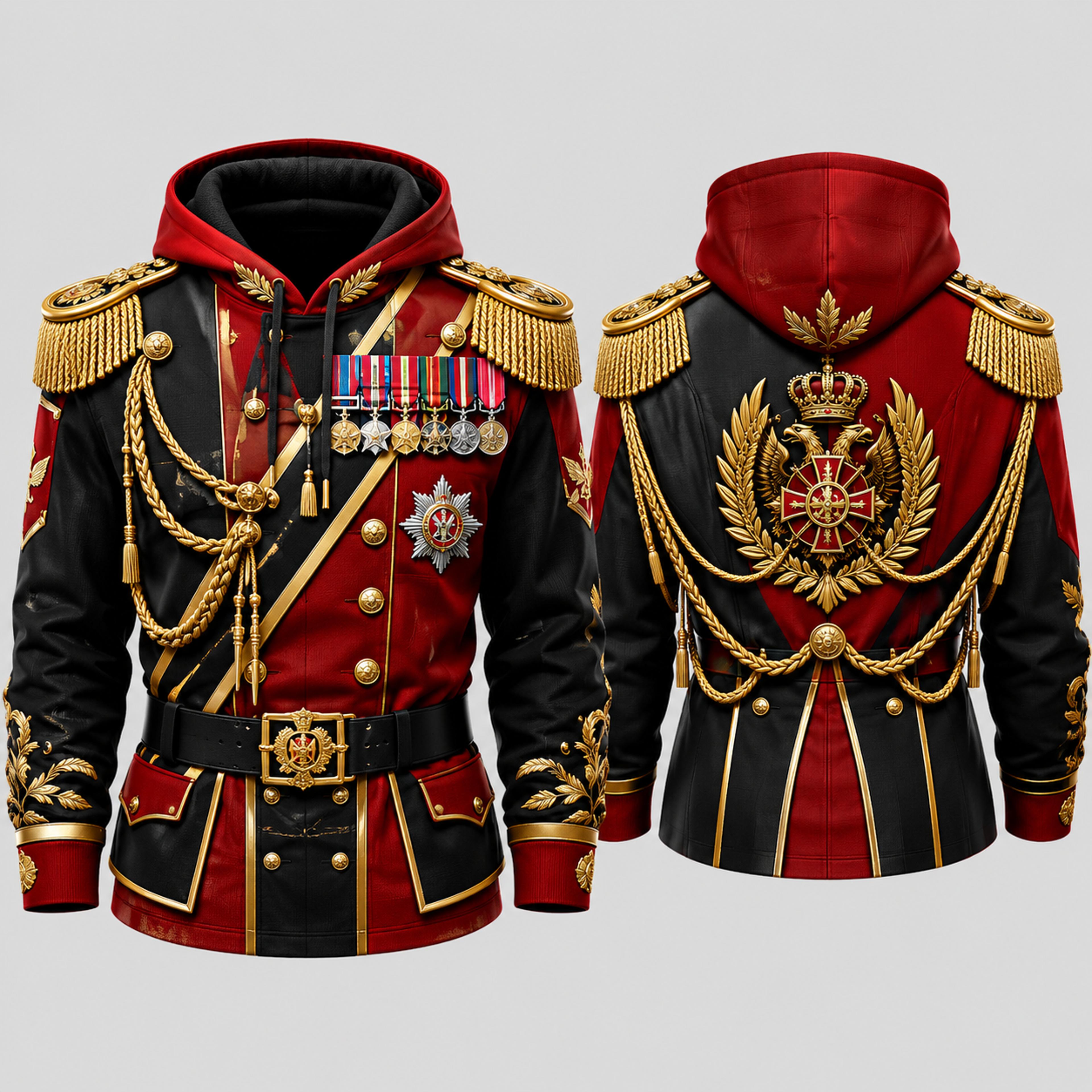 red ceremonial guard 3d print hooded sweatshirt unisex cosplay streetwear
