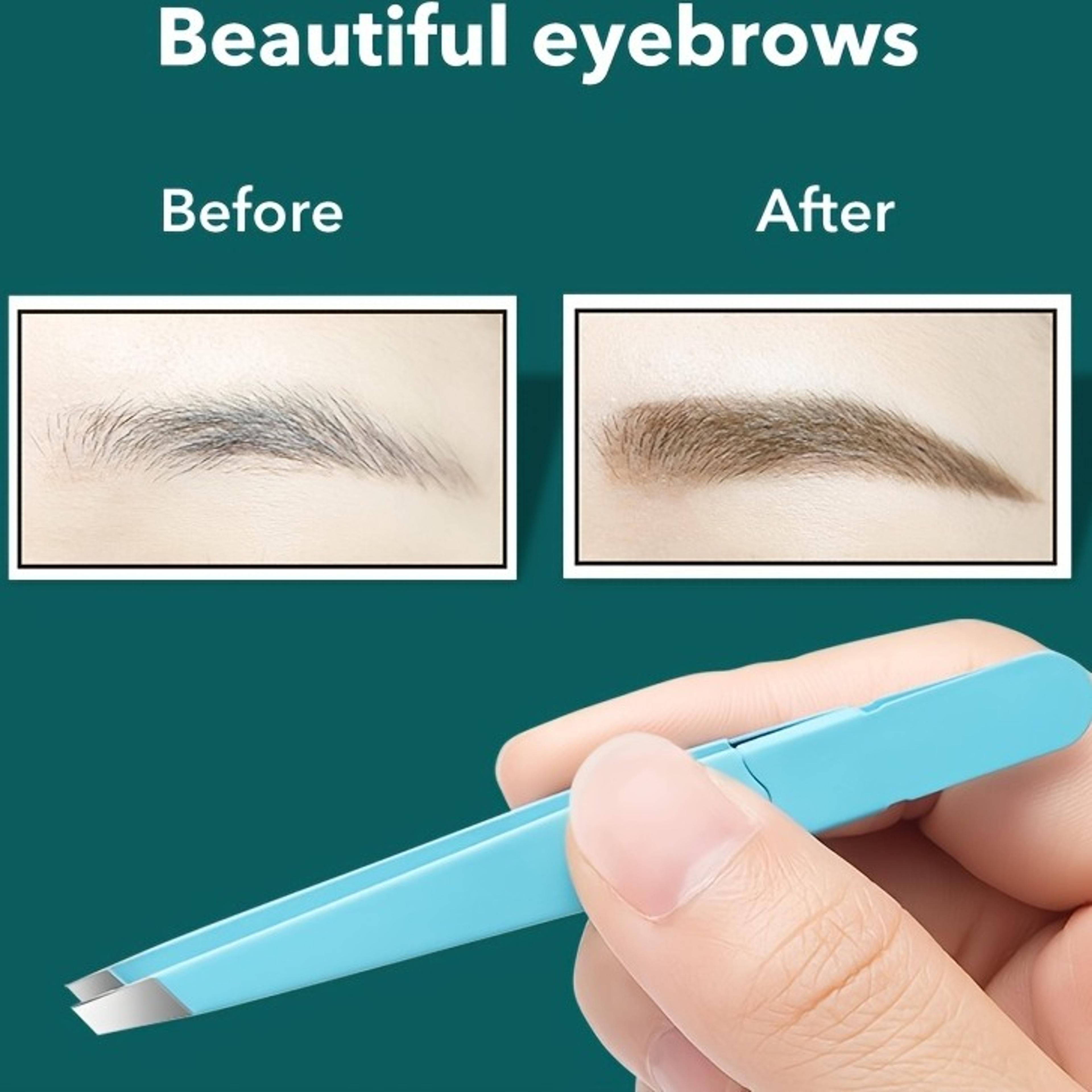 stainless steel slanted tip eyebrow tweezers for hair removal