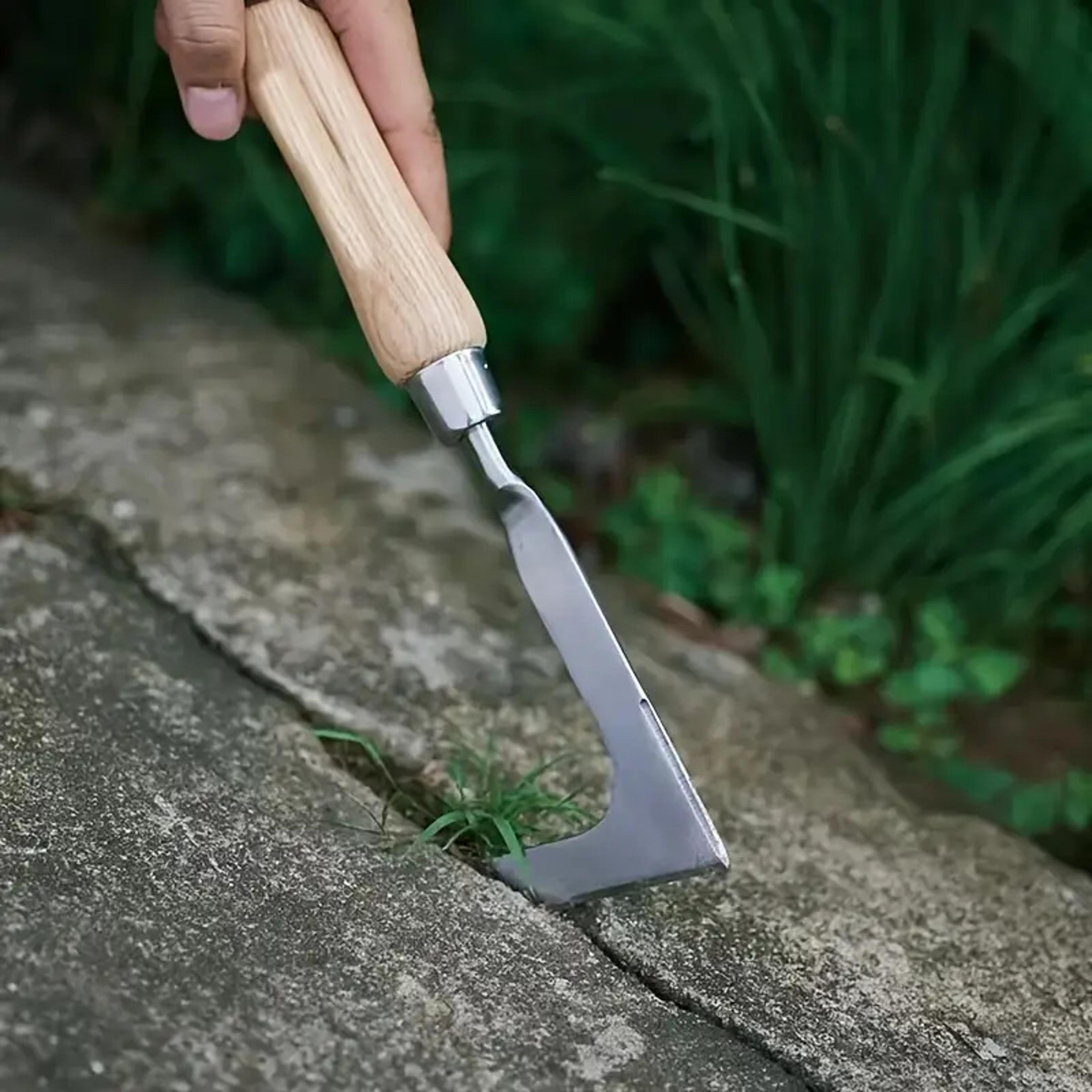 crack weeder tool stainless steel manual weed remover for patio, driveway & garden gaps