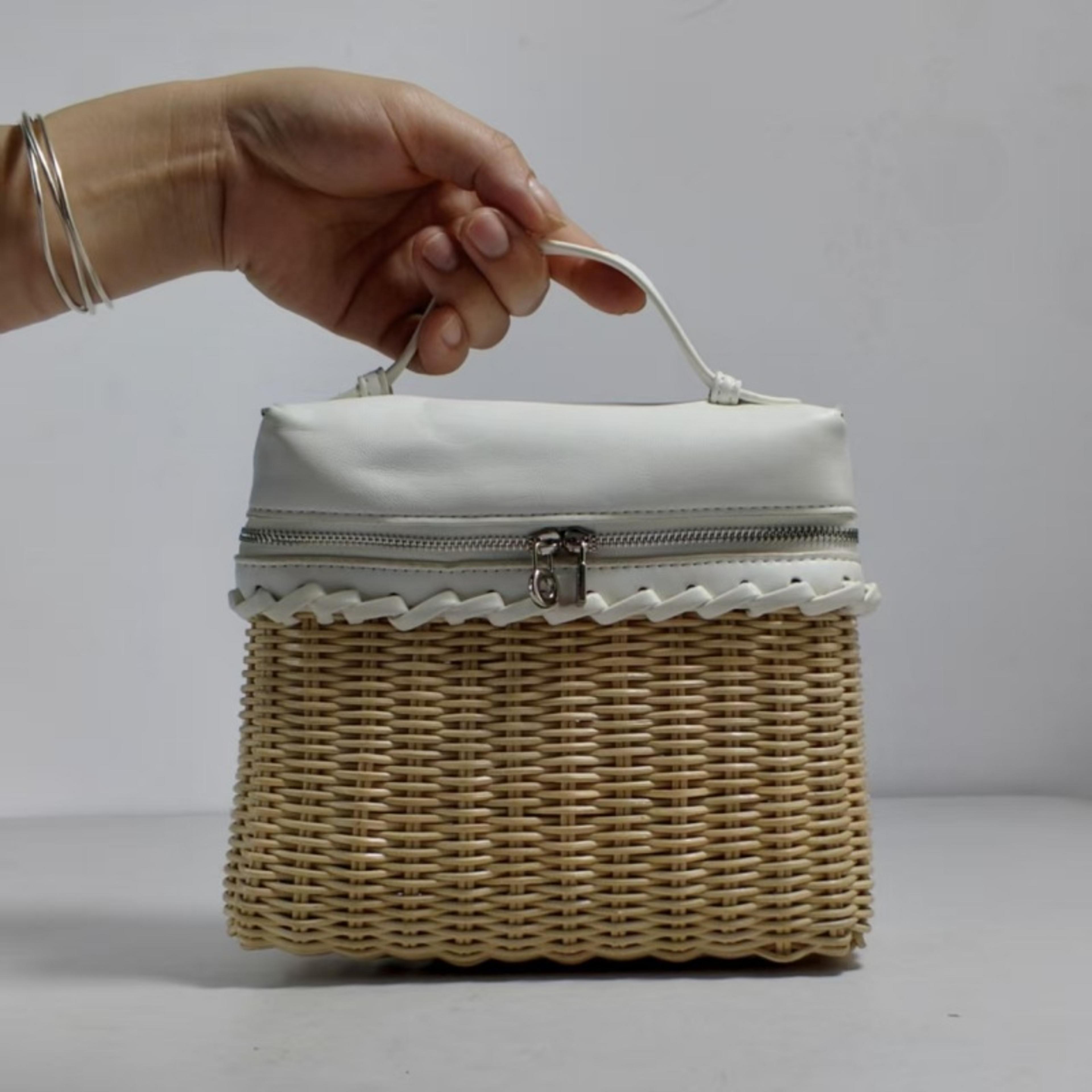 summer handmade rattan crossbody bag vintage woven straw handbag for women