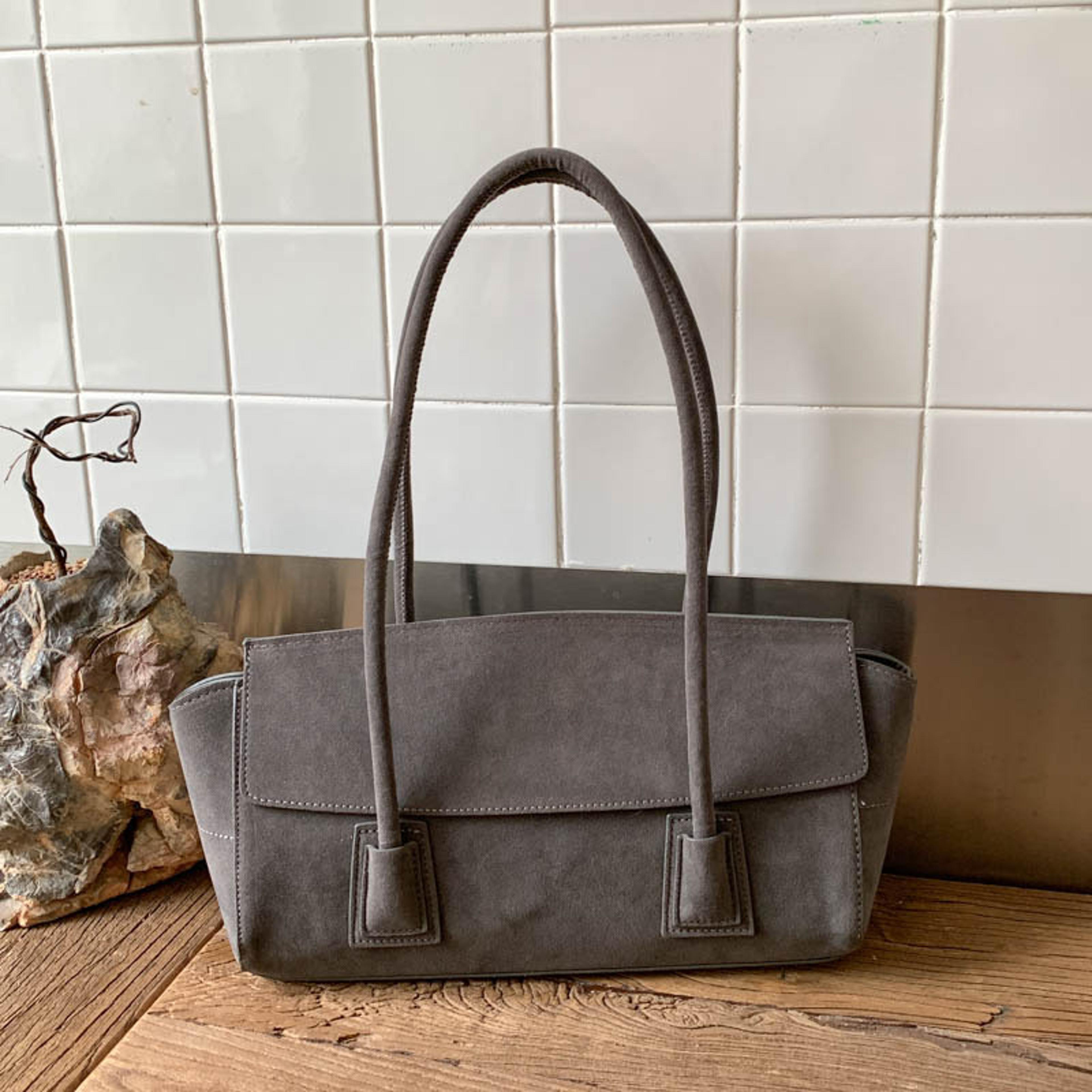 vintage suede shoulder bag for women korean crossbody purse with top handle