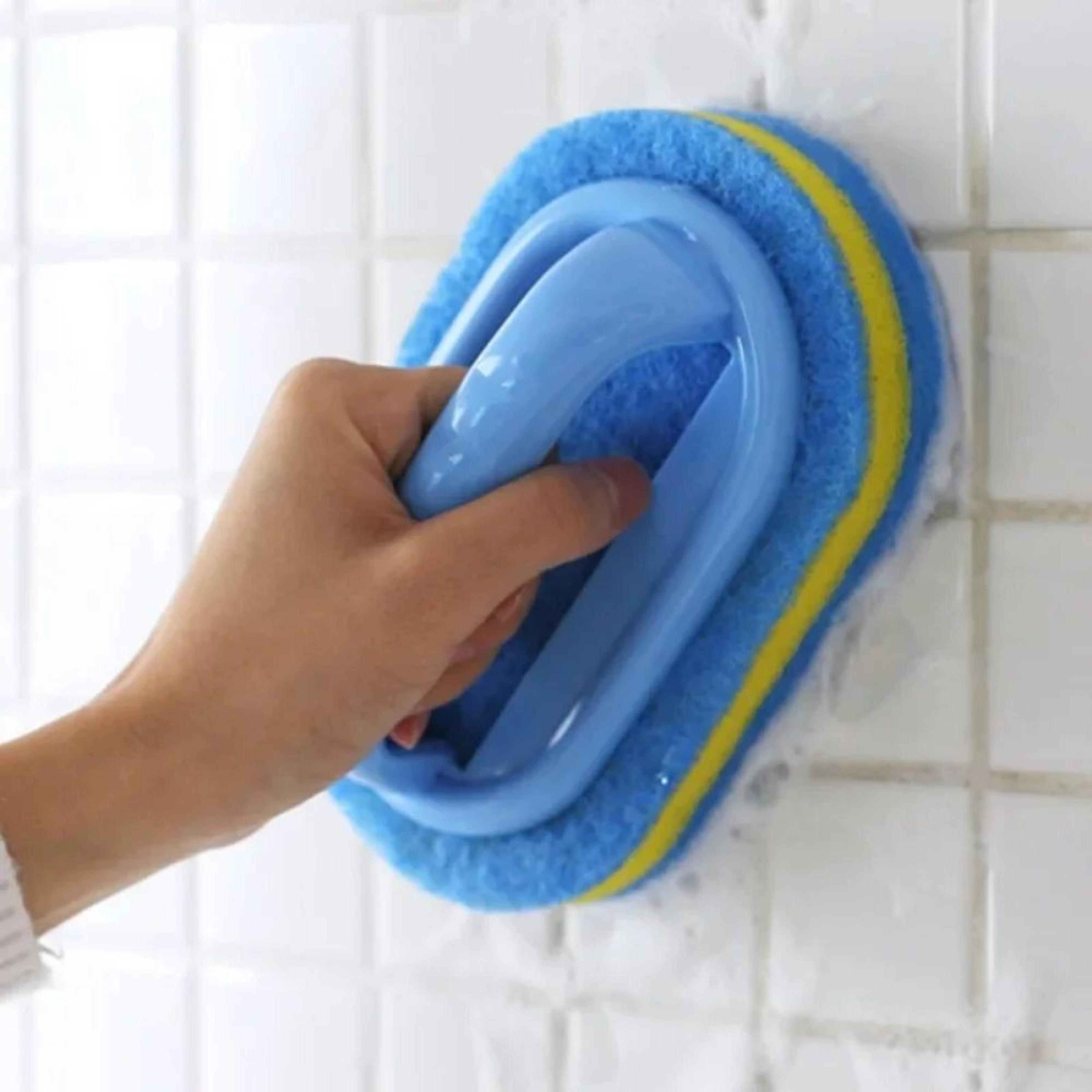cleaning sponge with handle for kitchen bathroom tile and glass cleaning