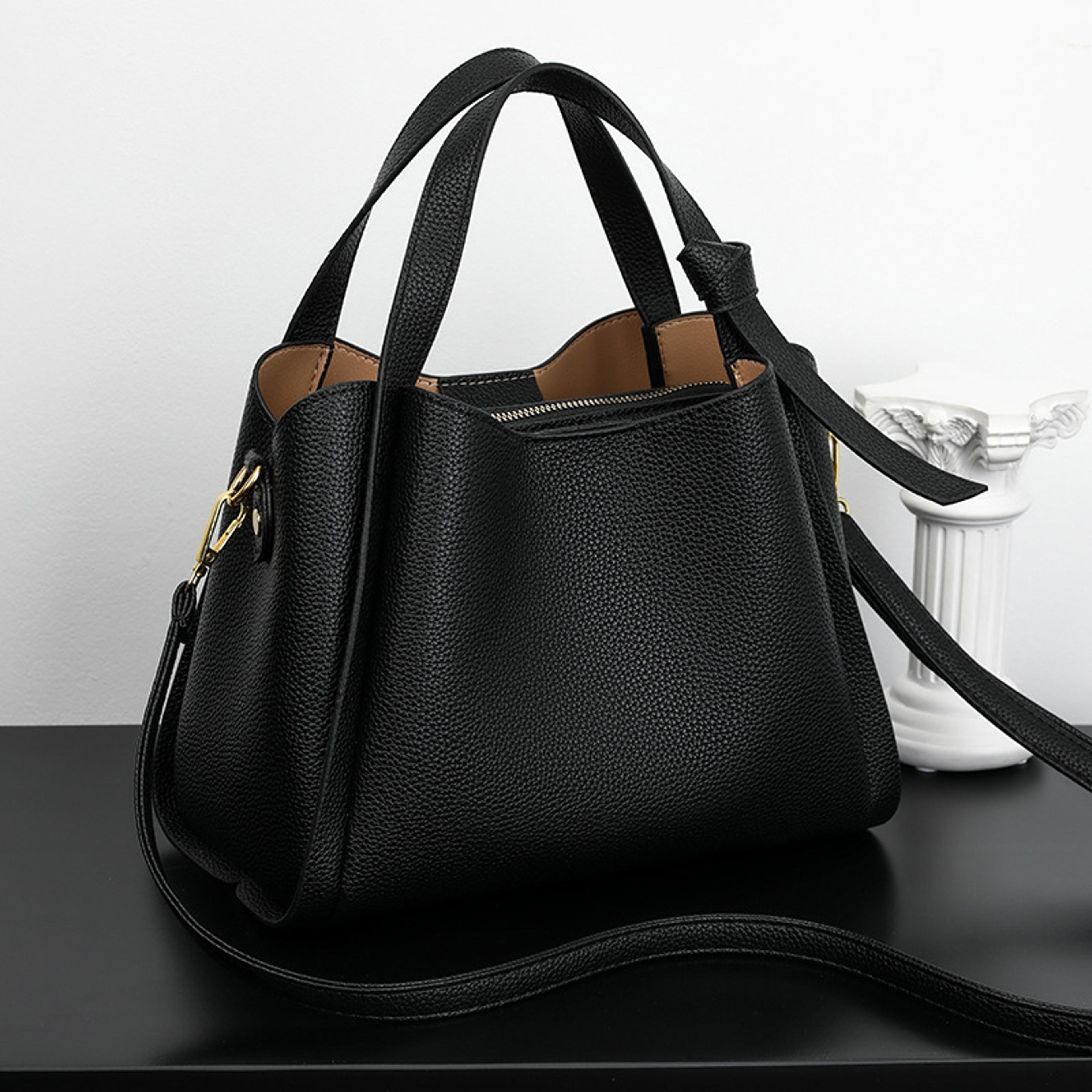 vintage chic large capacity shoulder bag for women retro bucket handbag crossbody messenger purse