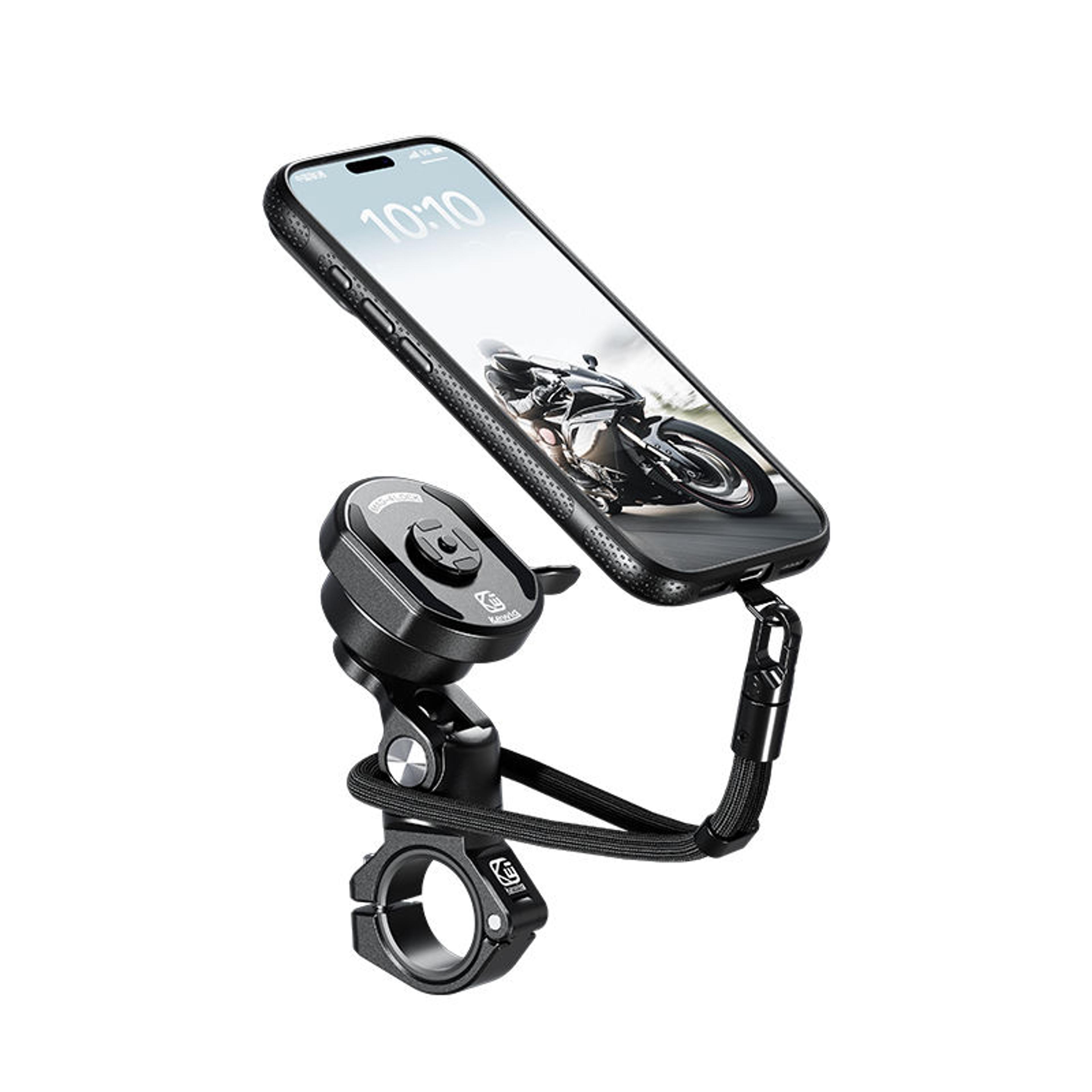 maglock motorcycle phone mount with quick release magnetic lock & vibration dampening