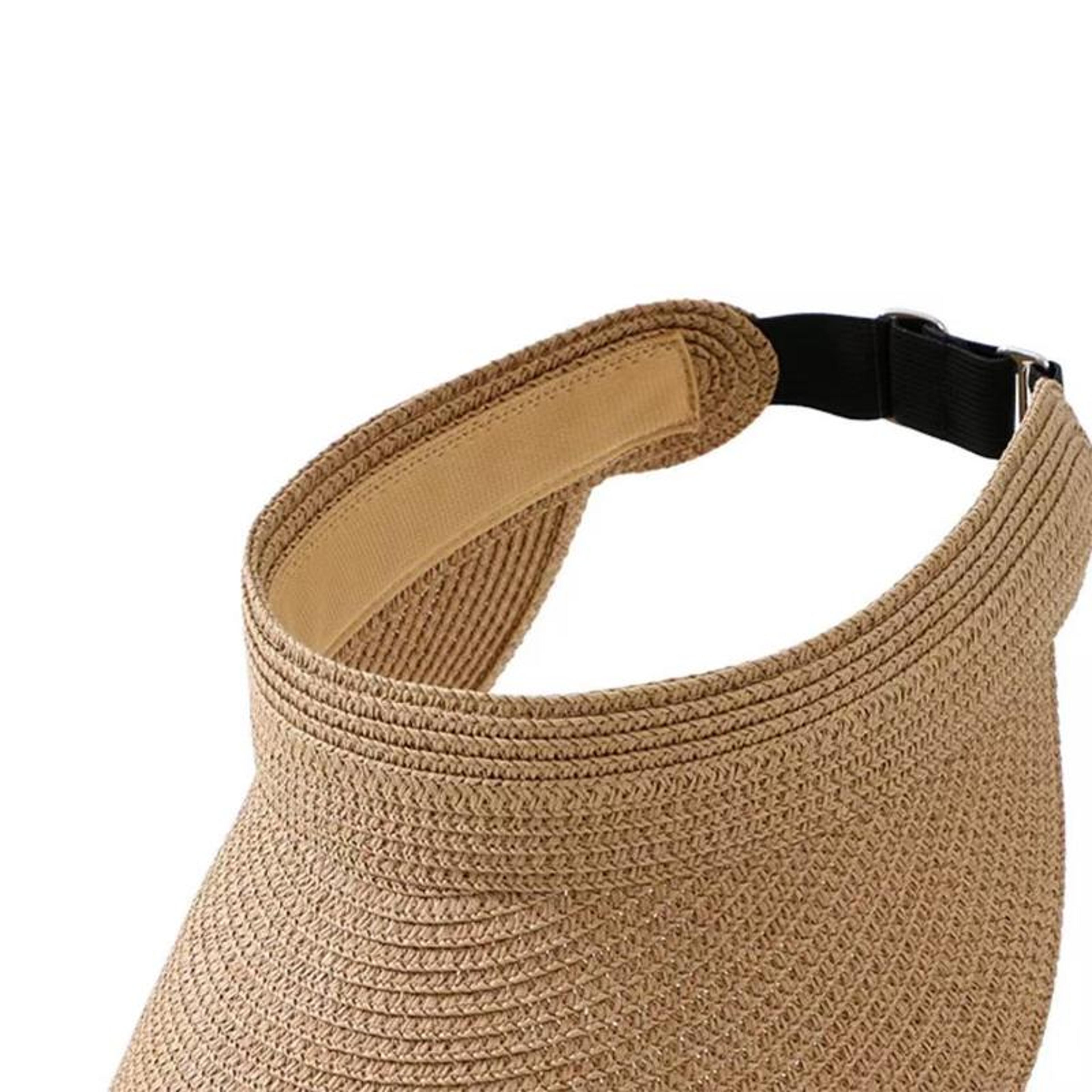 wide brim visor sun hat for women with foldable ponytail design