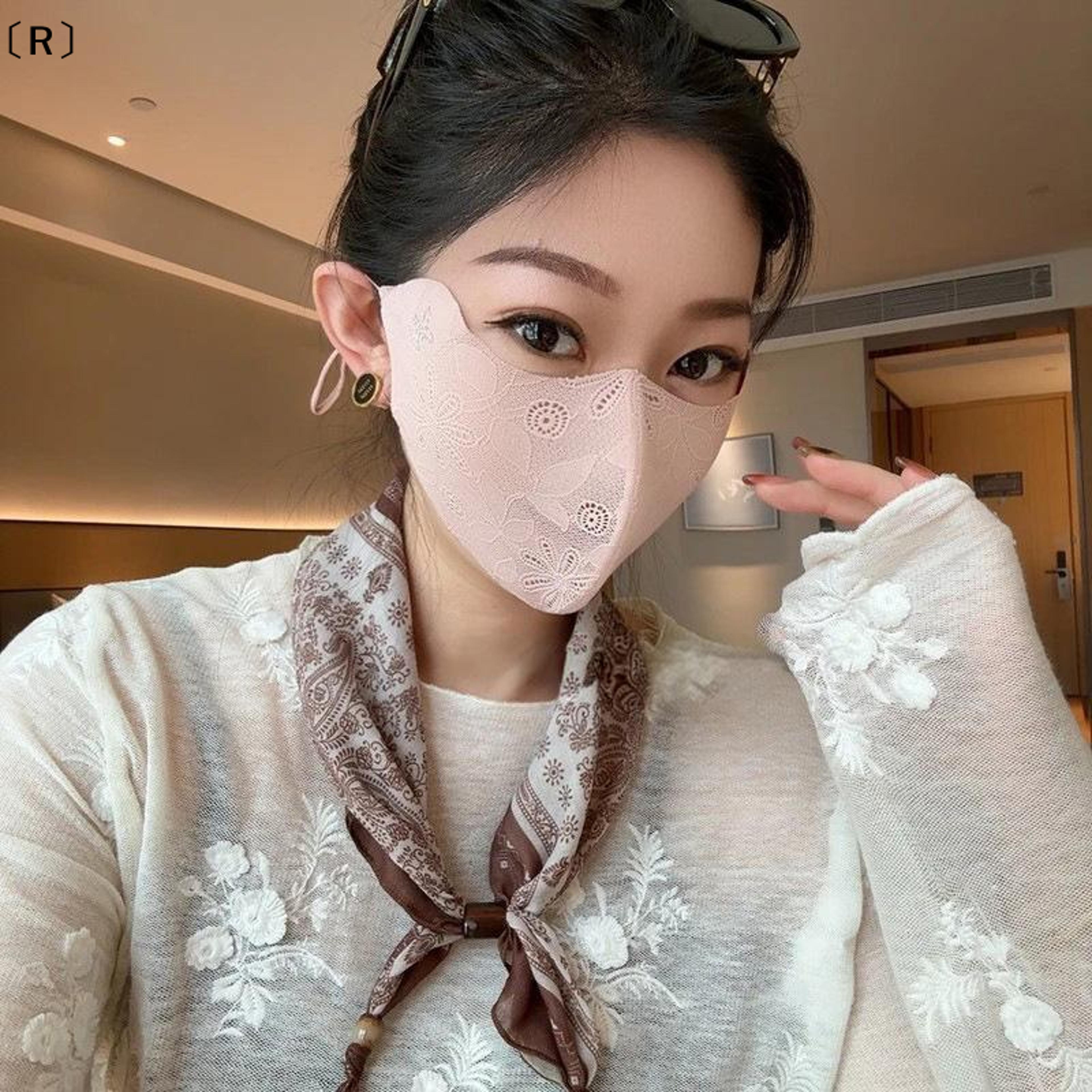 elegant sun protection face mask lace uv face cover for summer breathable outdoor wear