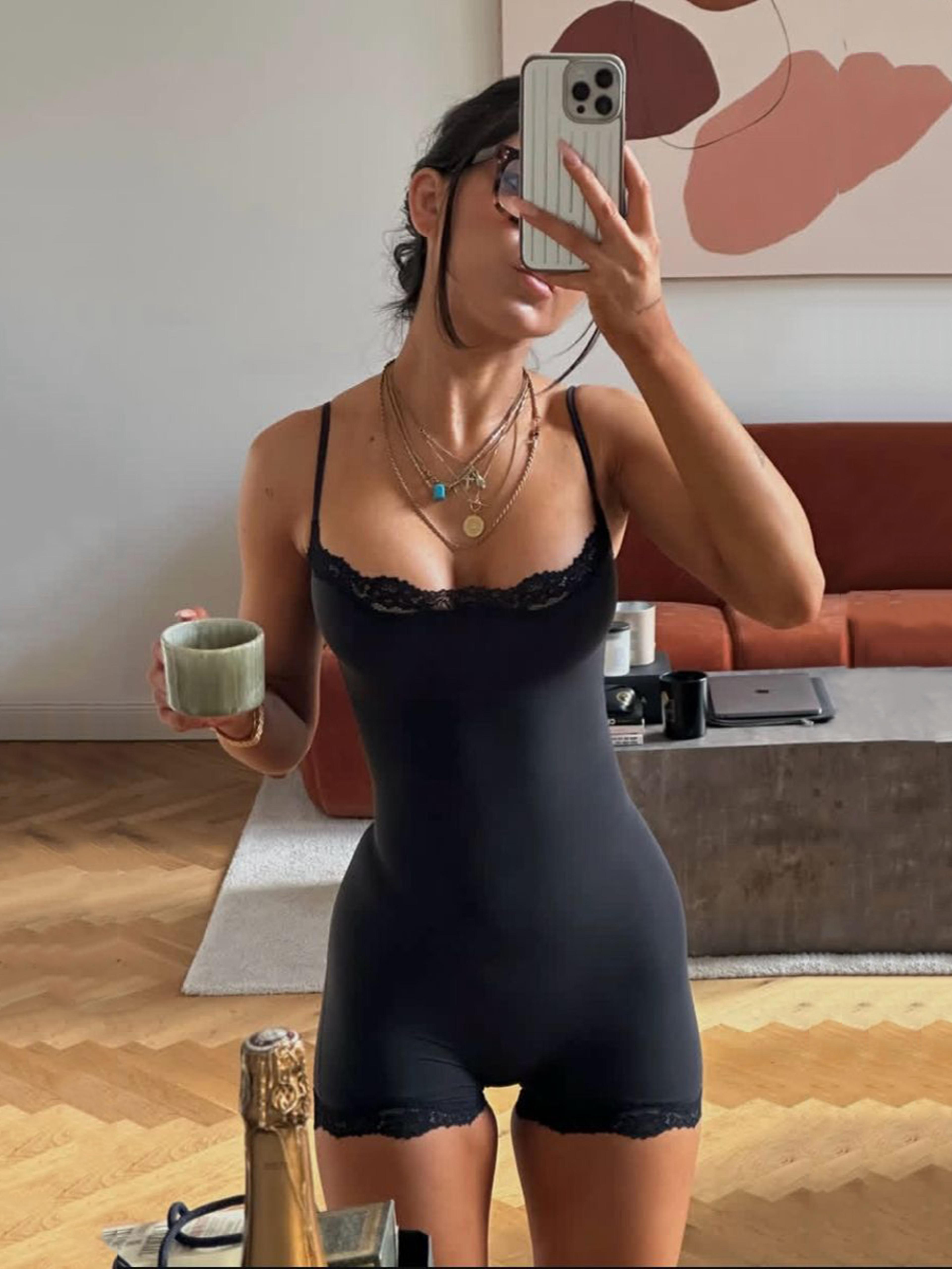 elegant lace trim women's bodysuit adjustable strap slim fit romper