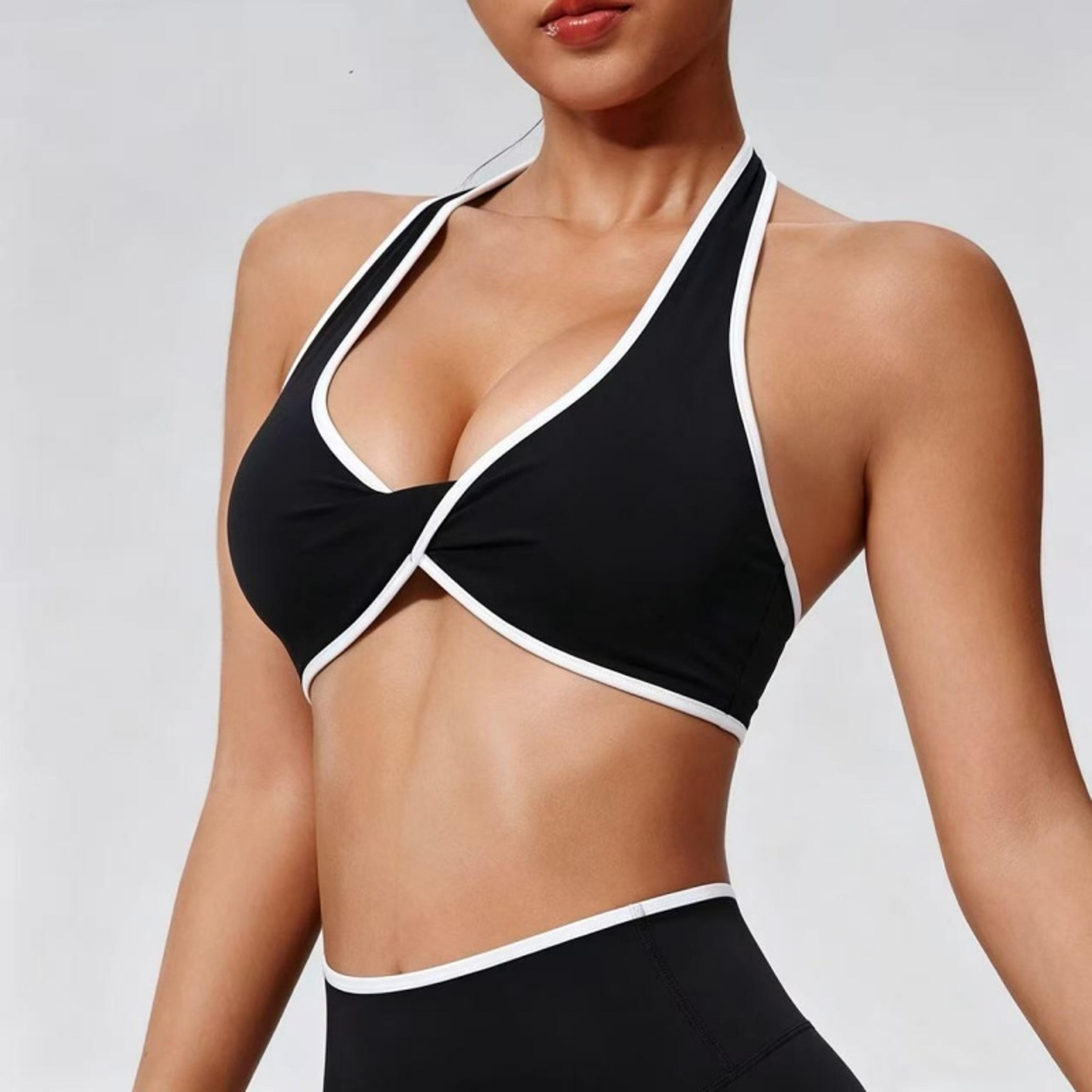flextwist halter sports bra quick dry padded yoga sports bra for gym, running & fitness