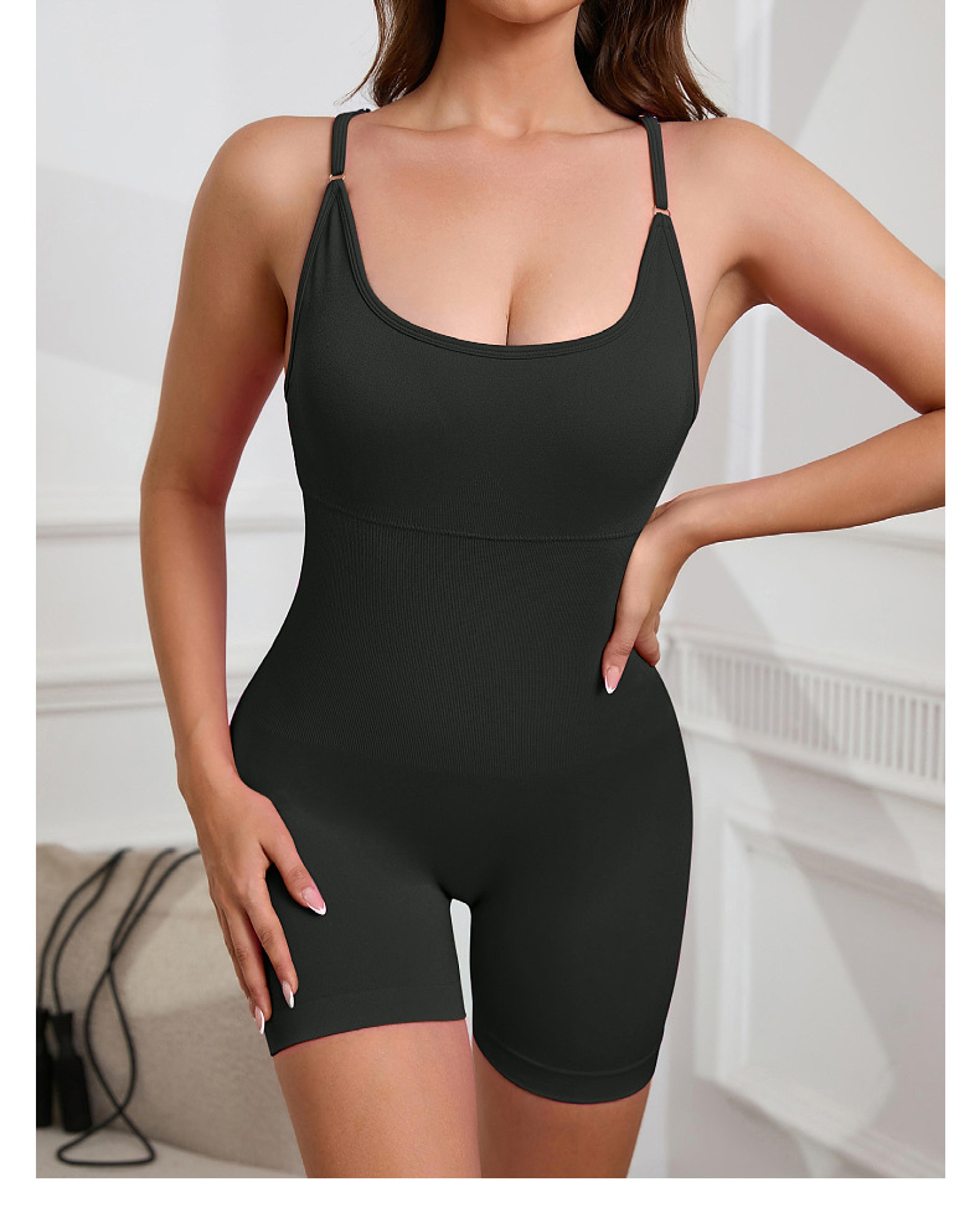 seamless yoga jumpsuit for women quick dry scrunch butt workout romper with removable pads