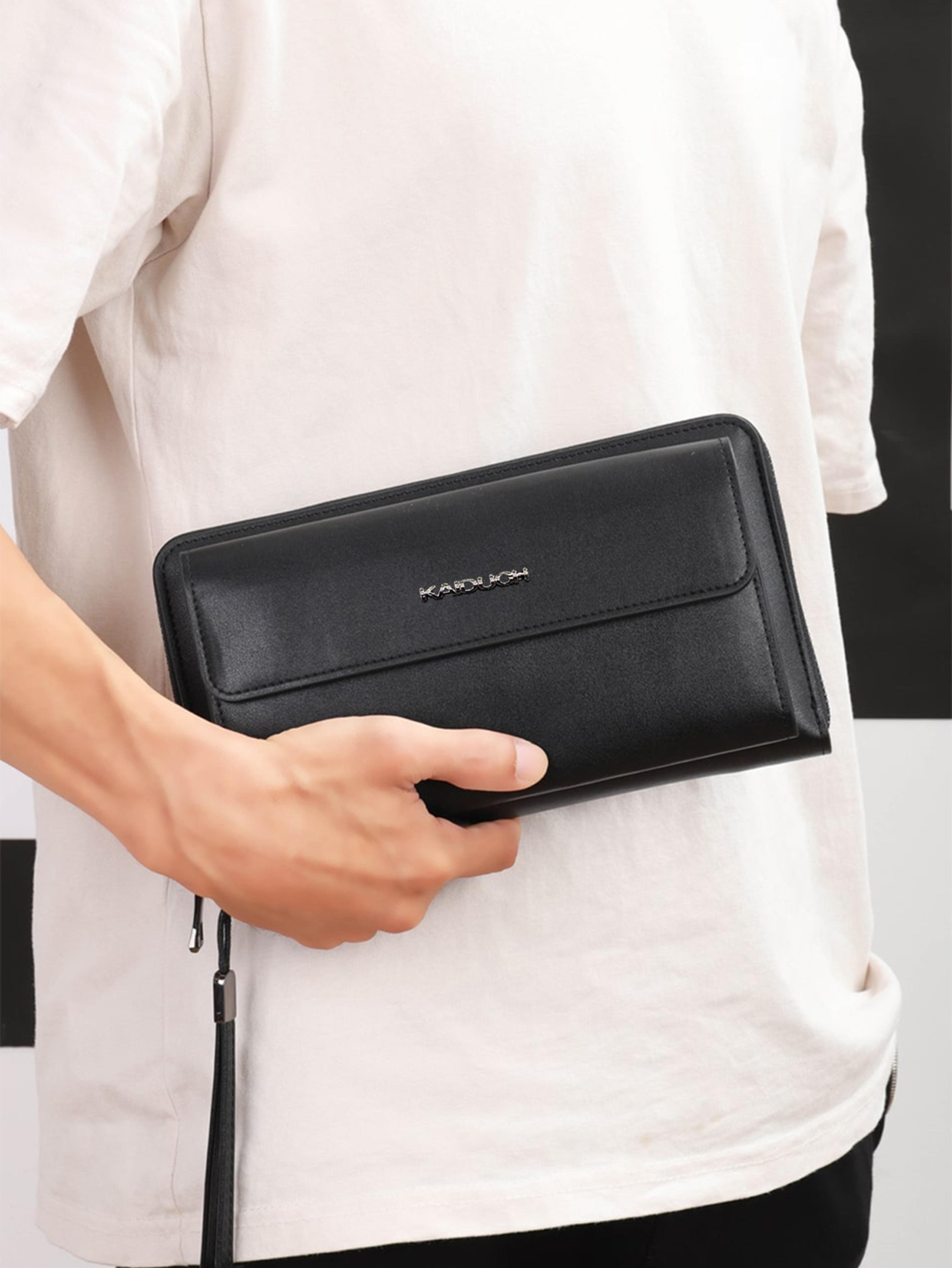 business minimalist men's clutch bag large capacity business wristlet organizer