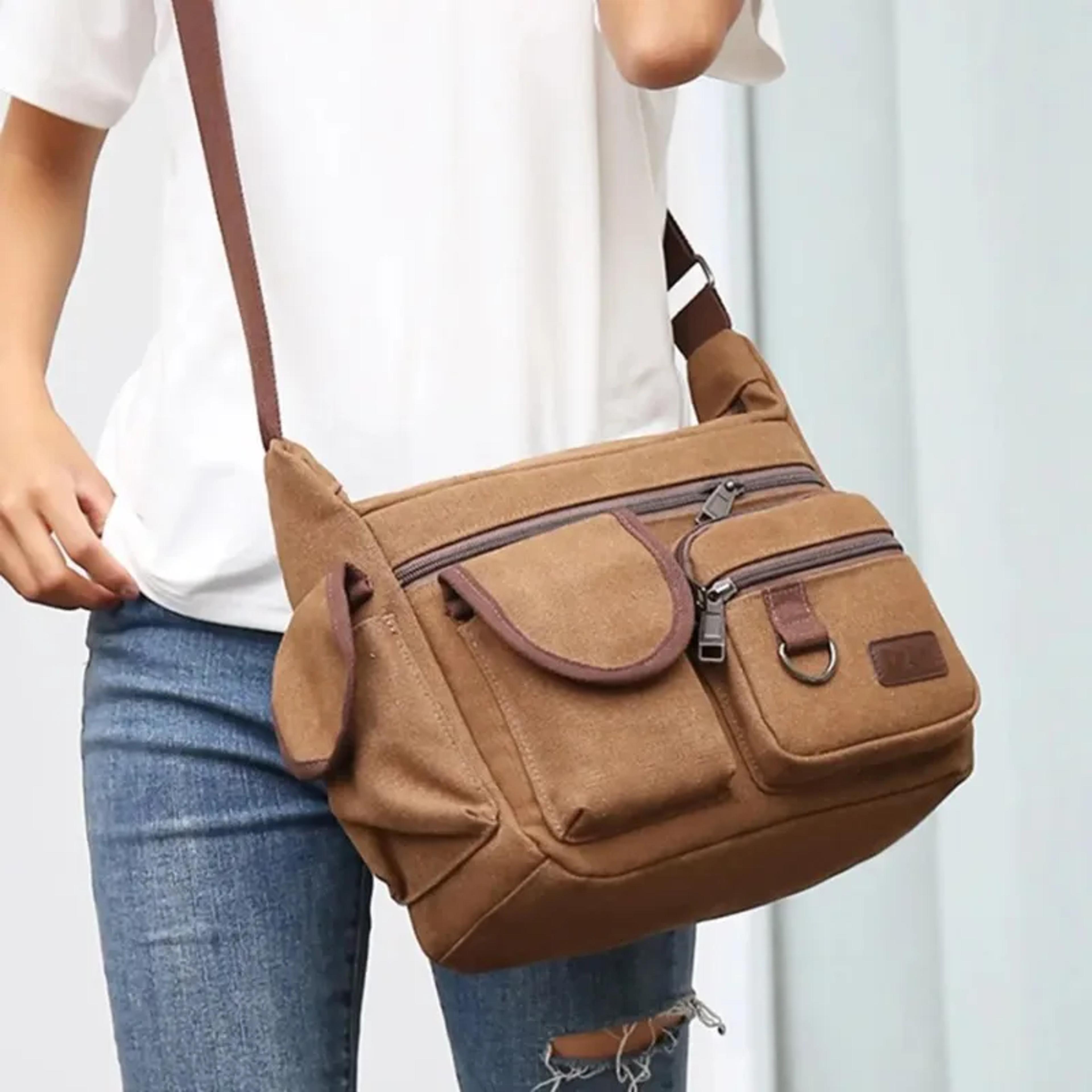 vintage crossbody sling bag for men & women travel messenger bag everyday shoulder pack