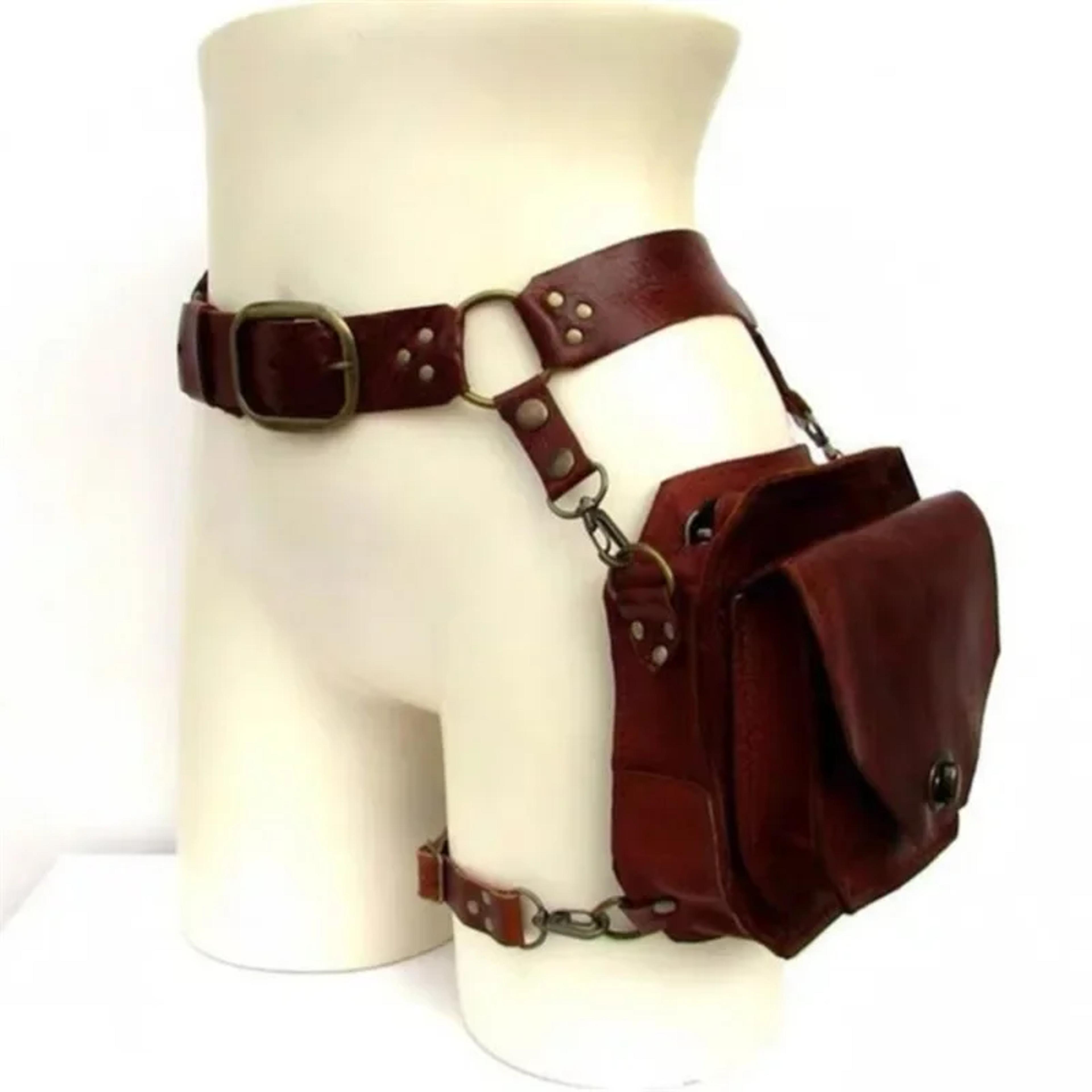 retro pu leather waist bag for women multi pocket crossbody leg bag phone pouch