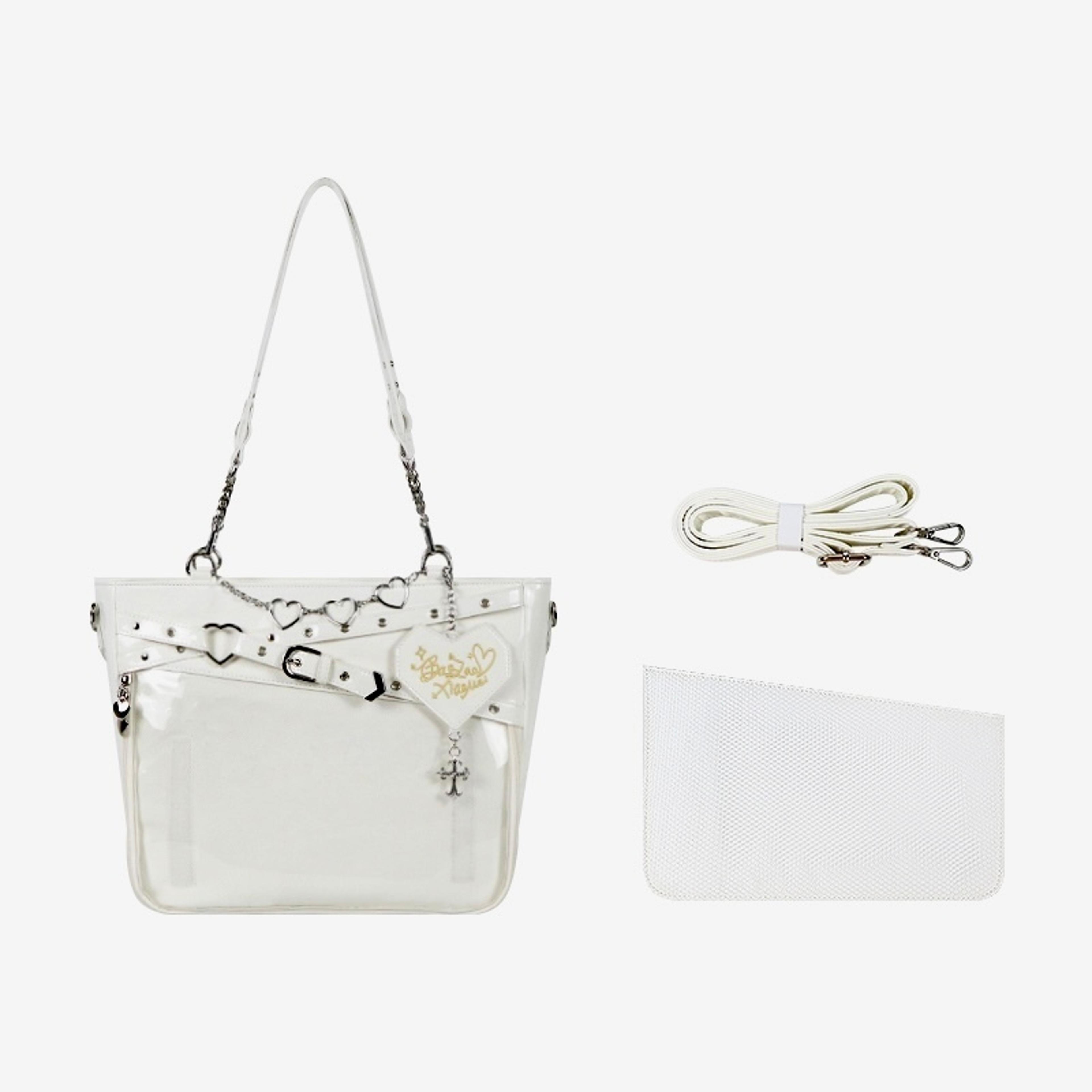 heart ita bag transparent shoulder crossbody purse for pins and charms