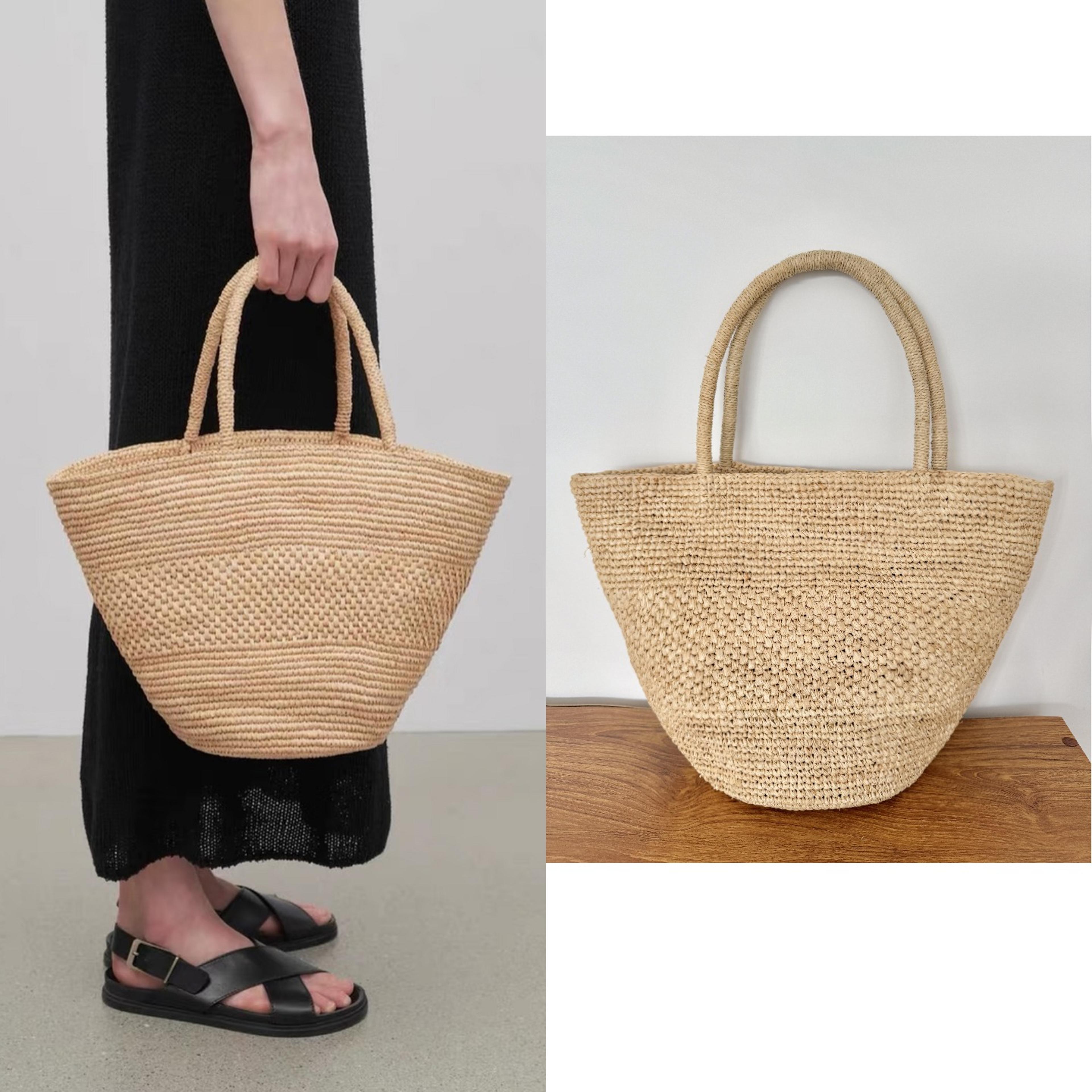 handmade raffia tote bag for women summer straw beach handbag vacation shoulder purse