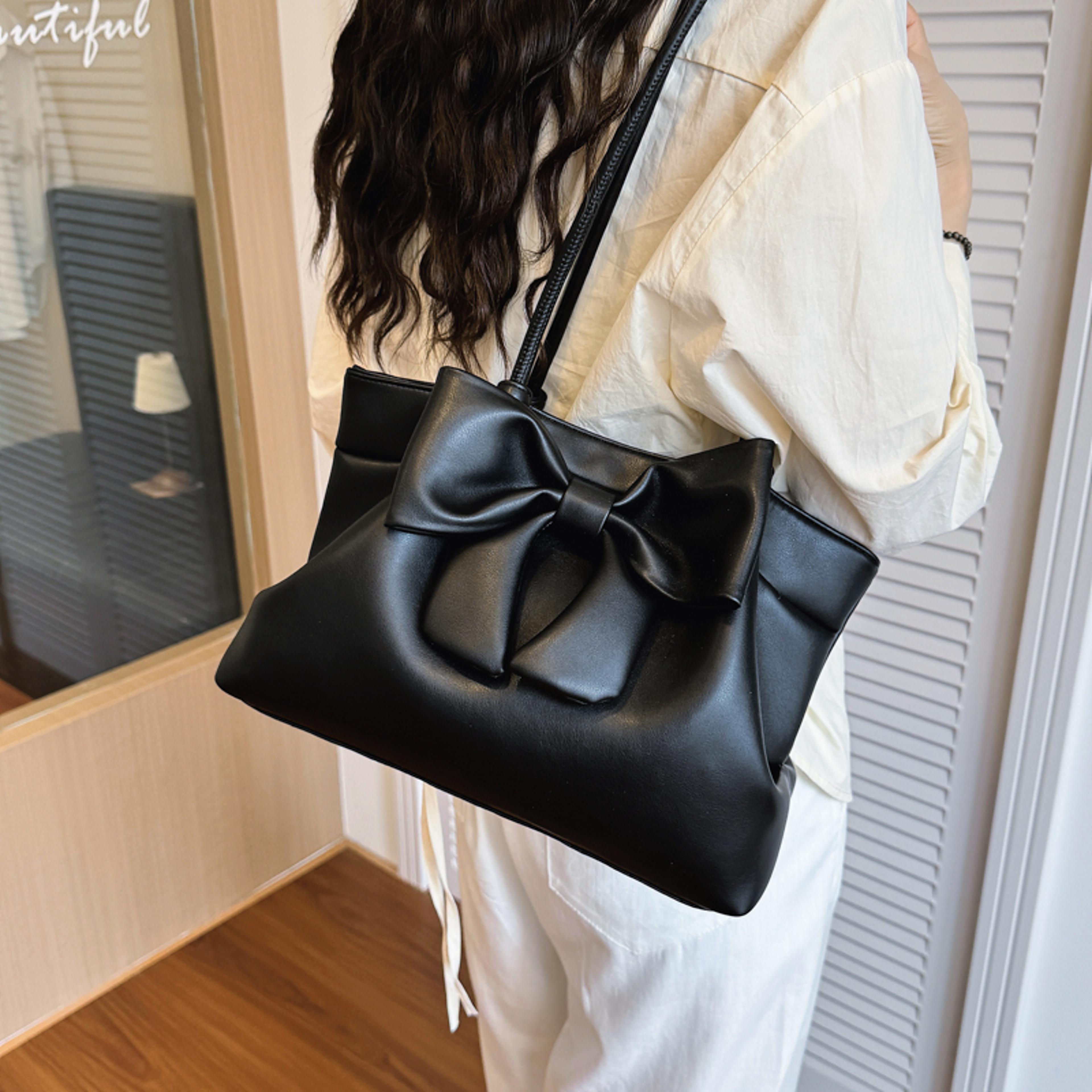 sweet bow shoulder bag for women pink clutch purse cute bowknot messenger handbag