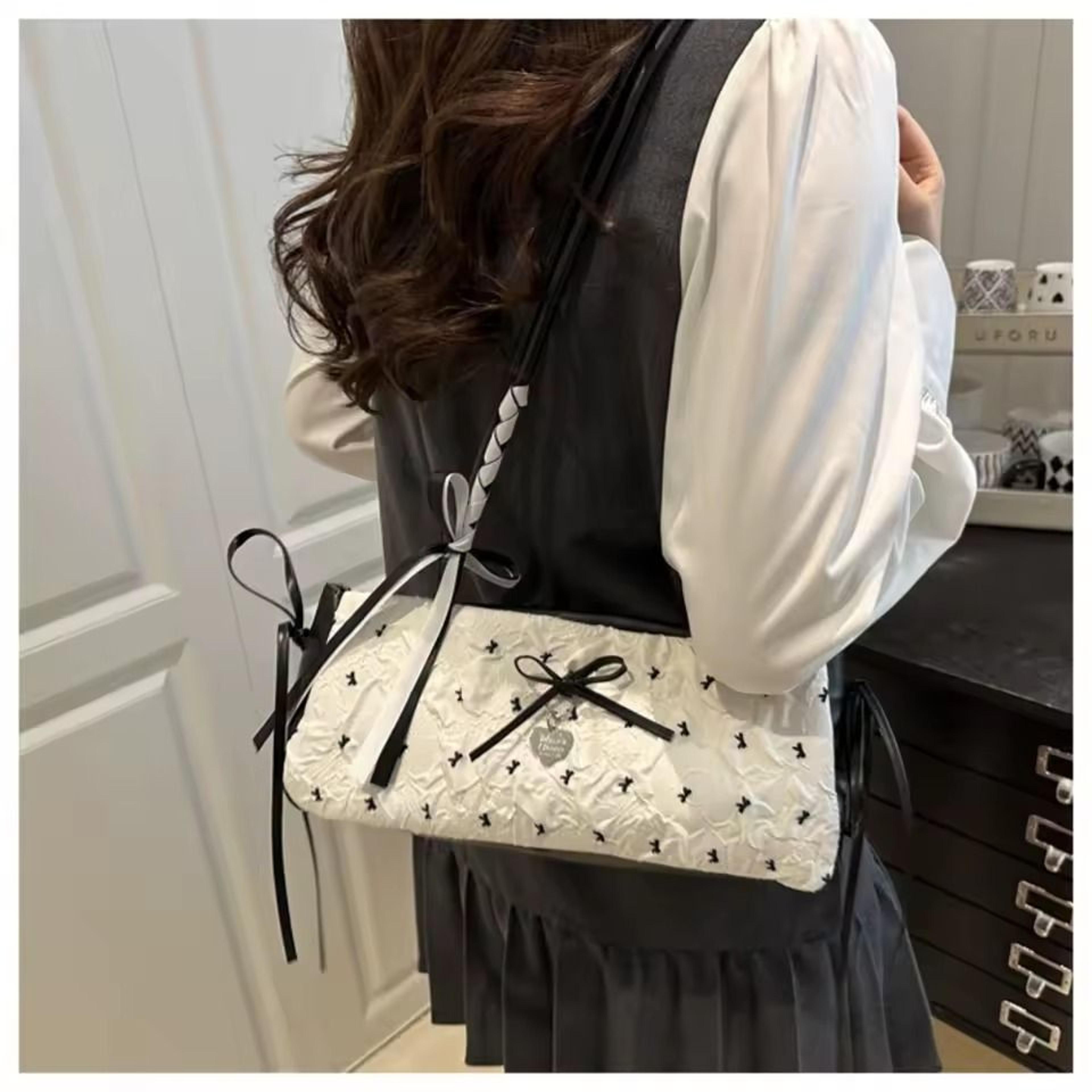 elegant bow handbag baguette bag for women stylish mini shoulder purse
