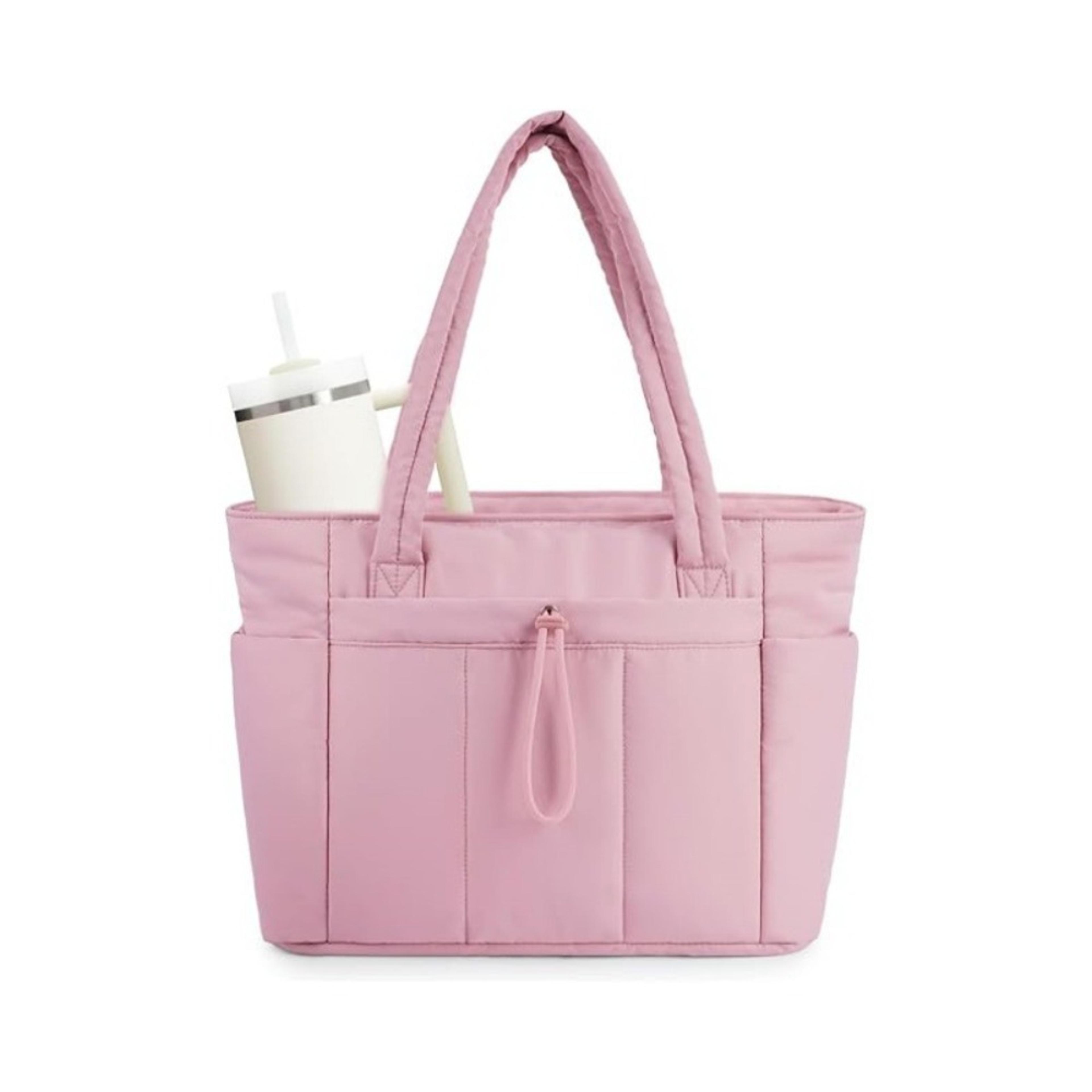 cloudsoft puffer tote bag with multi pockets lightweight women's shoulder bag