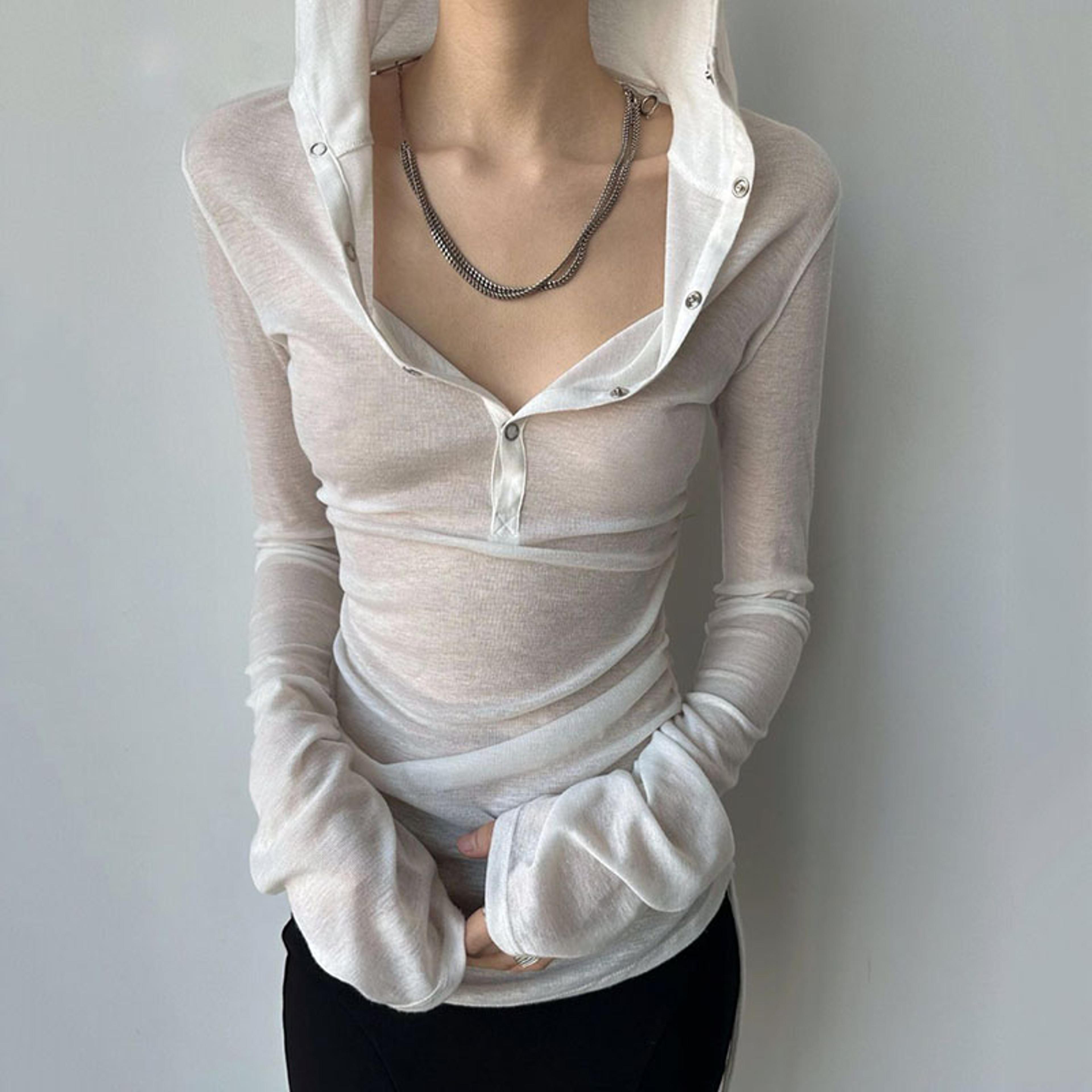 sheer hooded long sleeve top for women slim fit summer sun protection shirt