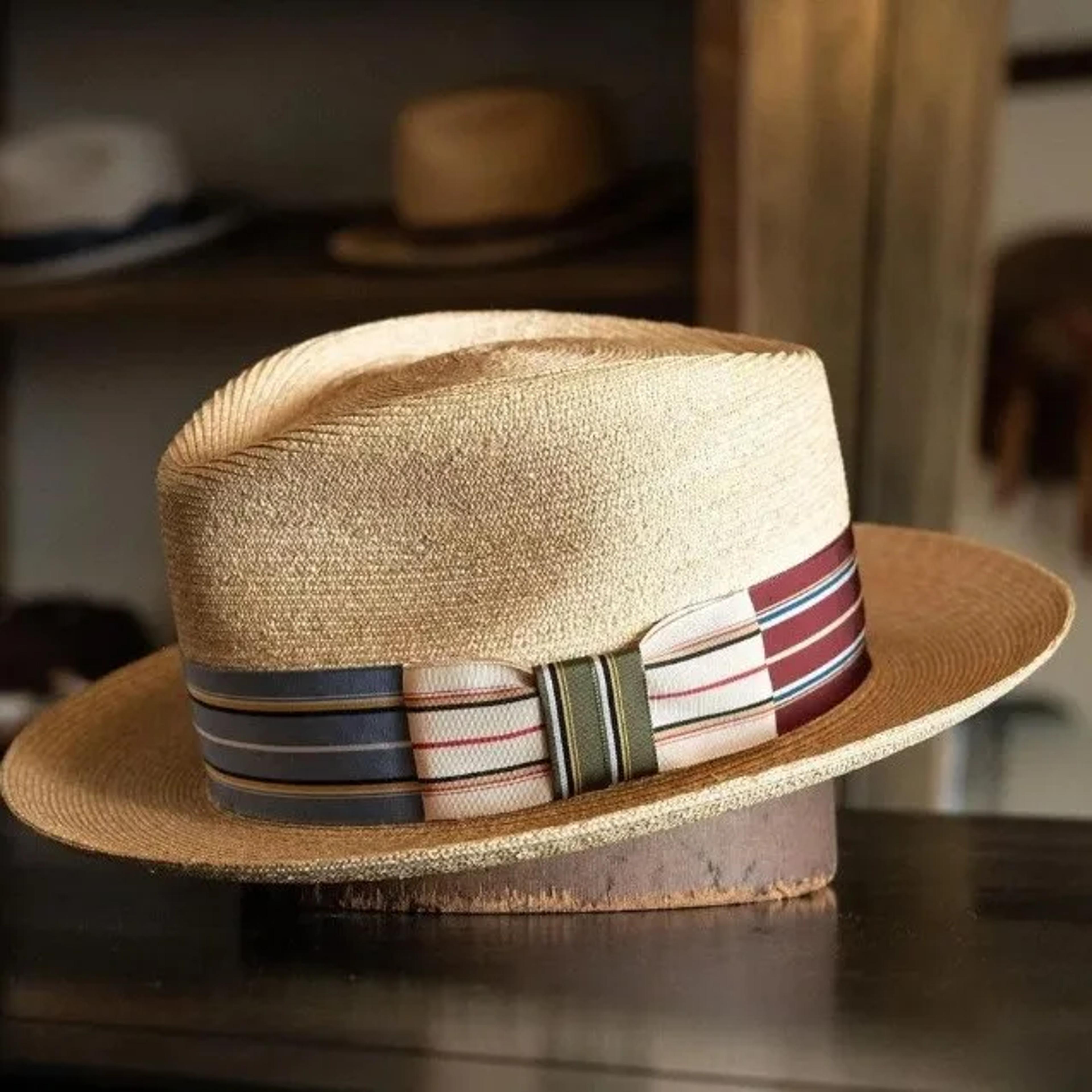 classic straw fedora hat with wide striped band for men & women summer beach sun hat