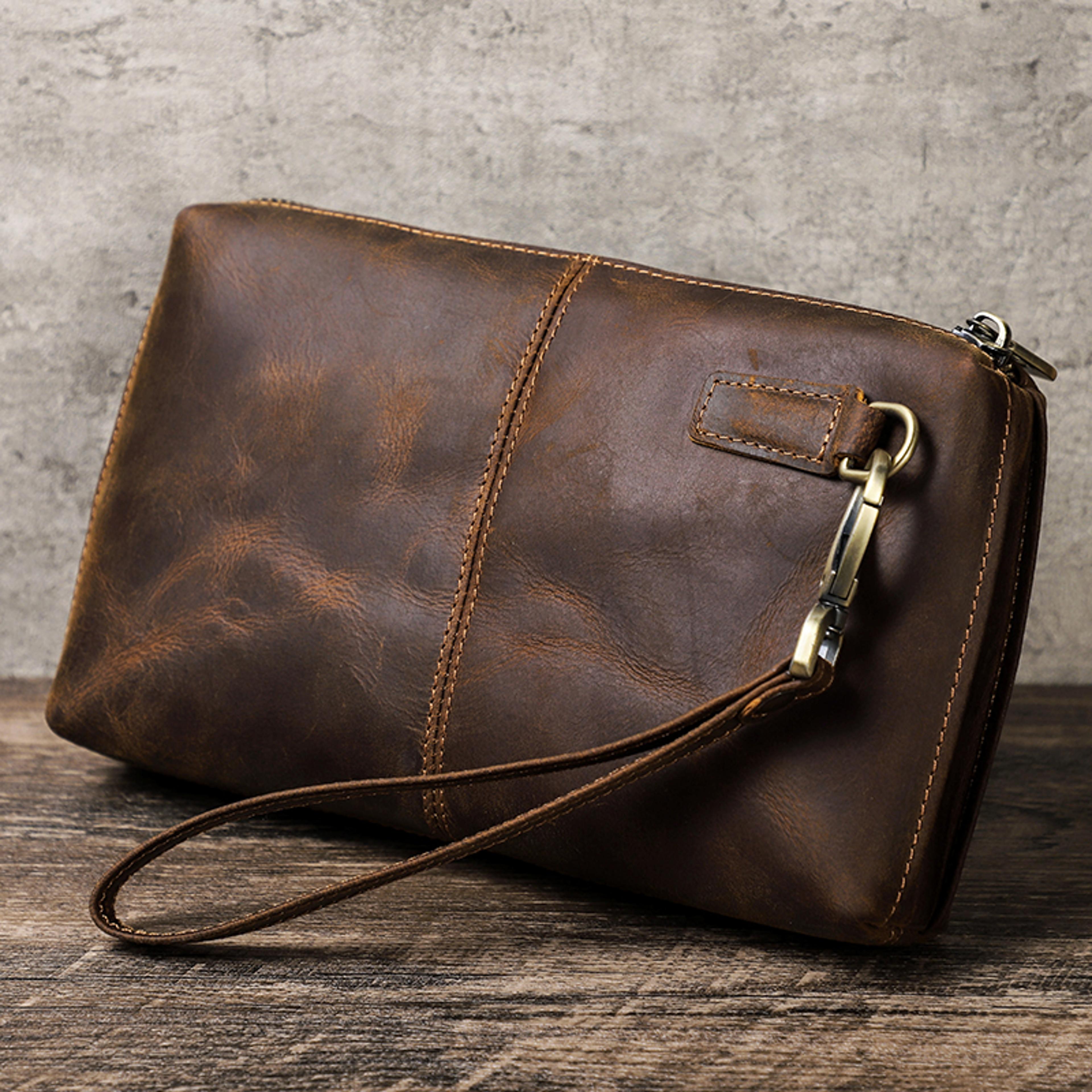 vintage rfid leather wallet men's clutch bag with large capacity travel organizer