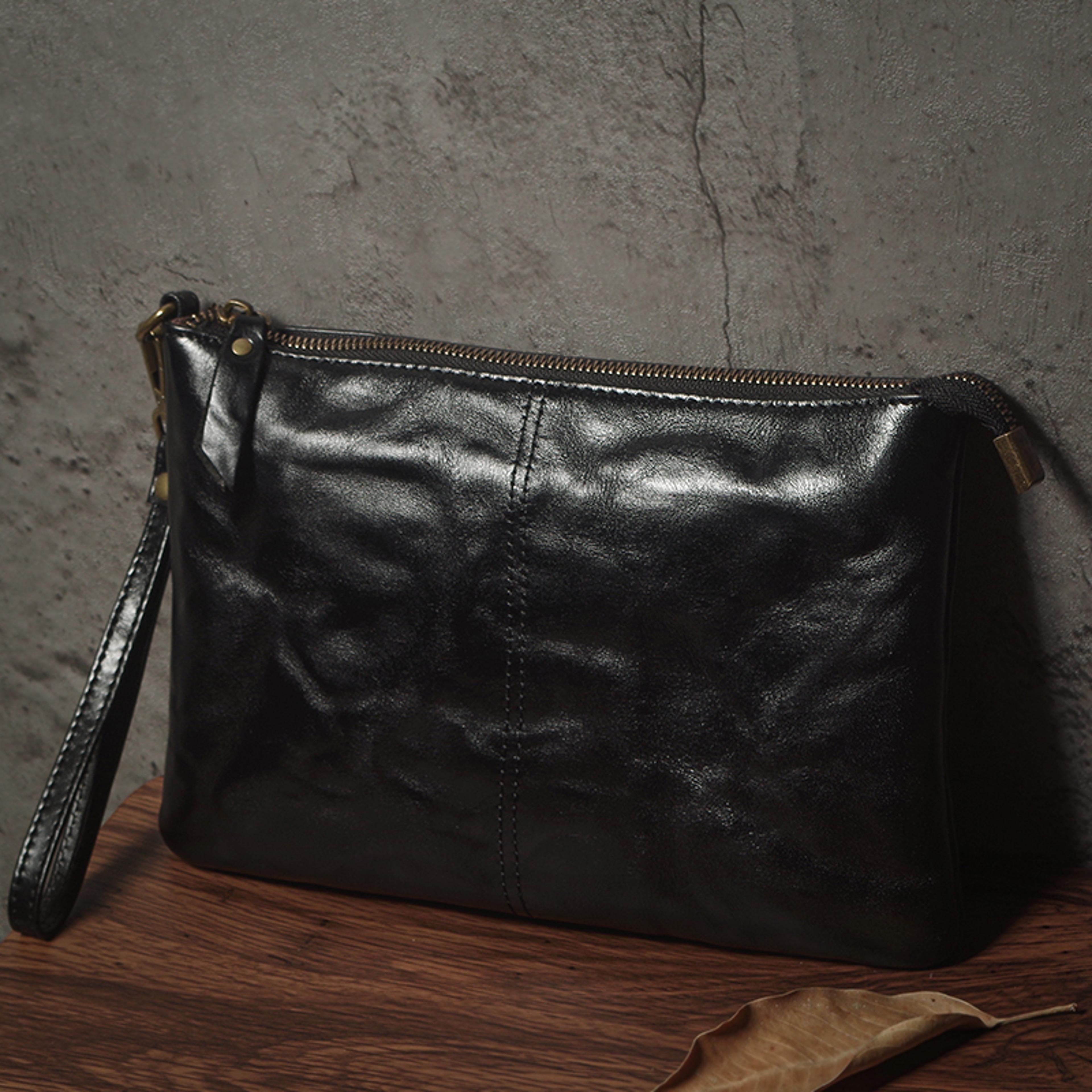 vintage genuine leather clutch bag for men business wristlet wallet money pouch