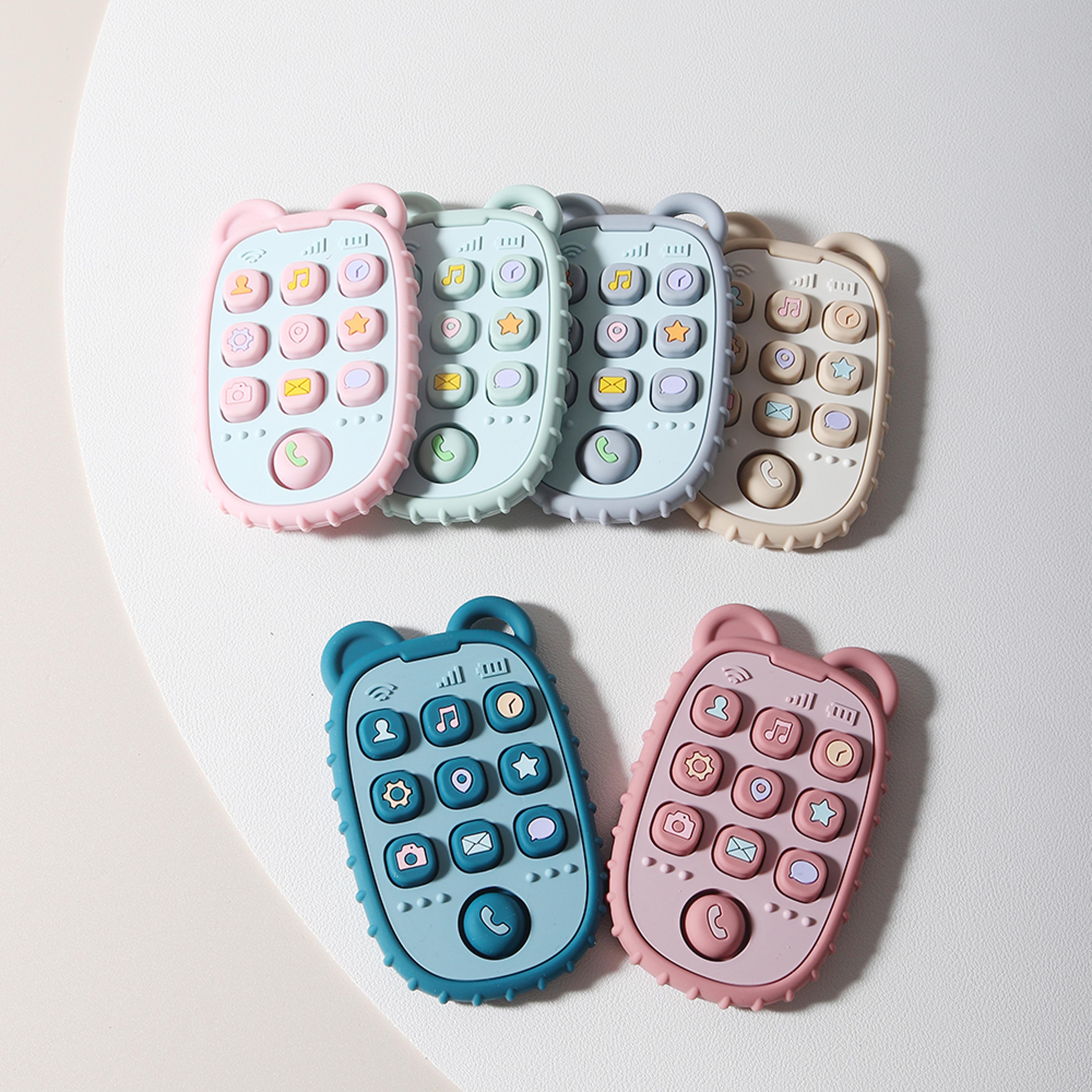 baby phone shape silicone teether sensory teething toy gift set
