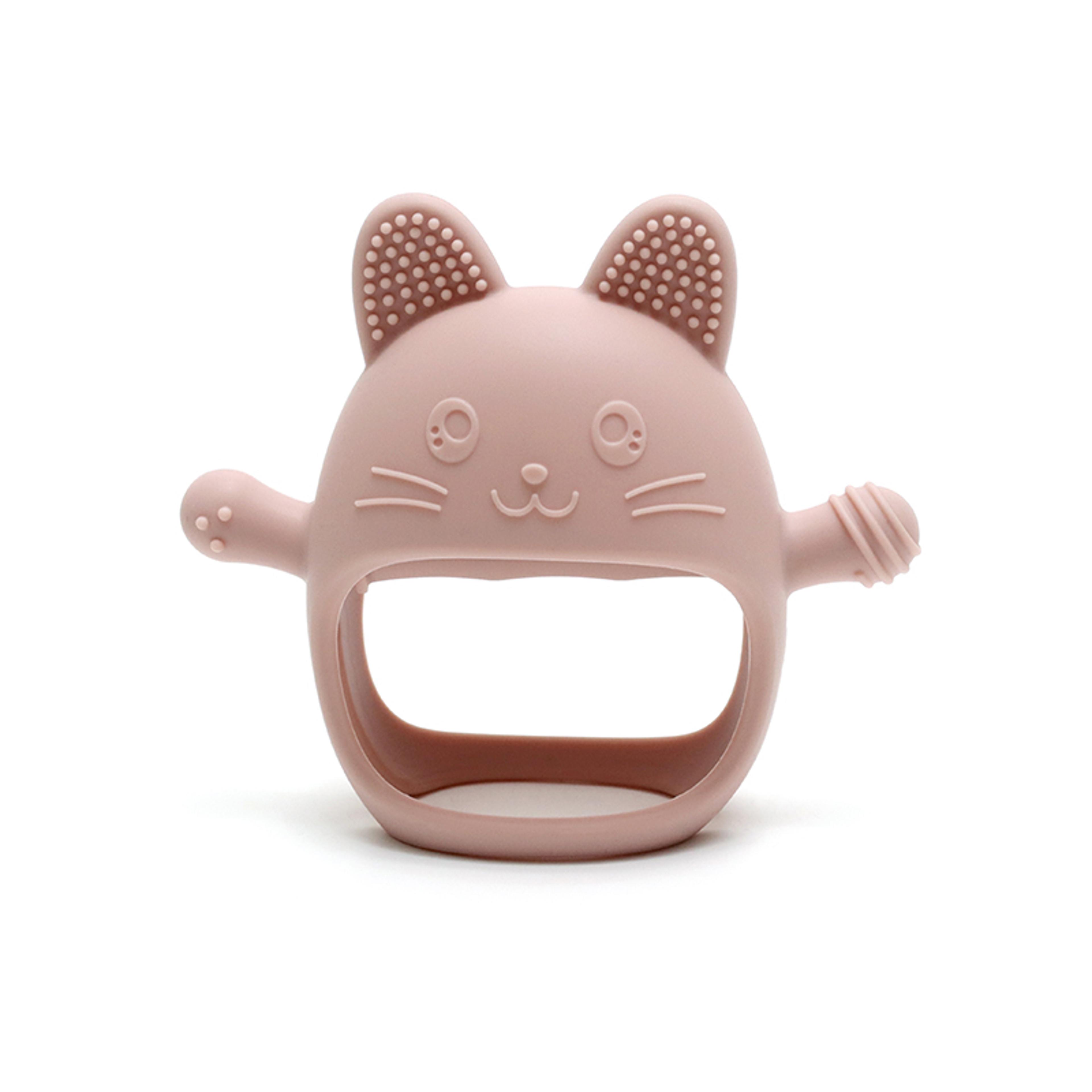 bunny baby teething mitten food grade silicone teether glove for soothing gums