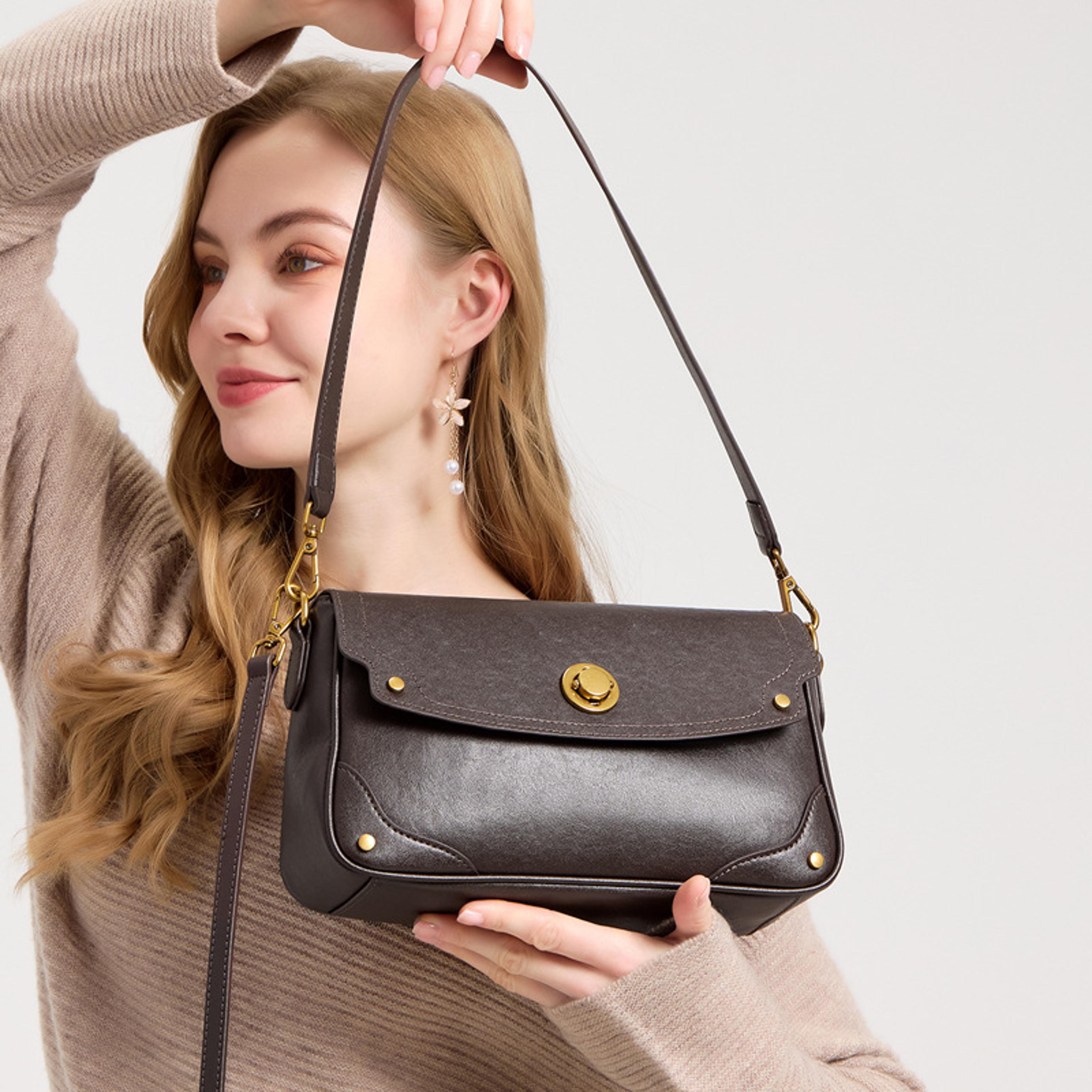 vintage genuine leather crossbody bag for women vegetable tanned cowhide small shoulder purse