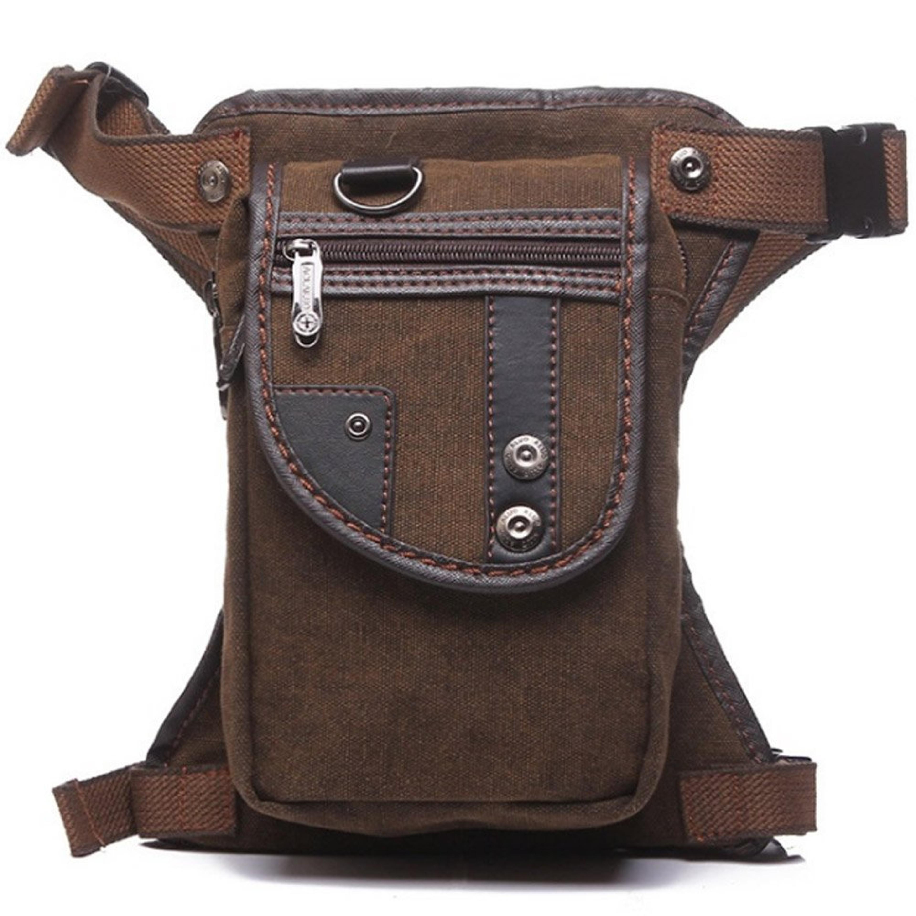 tactical canvas drop leg bag multi pocket motorcycle leg bag for travel hiking and cycling