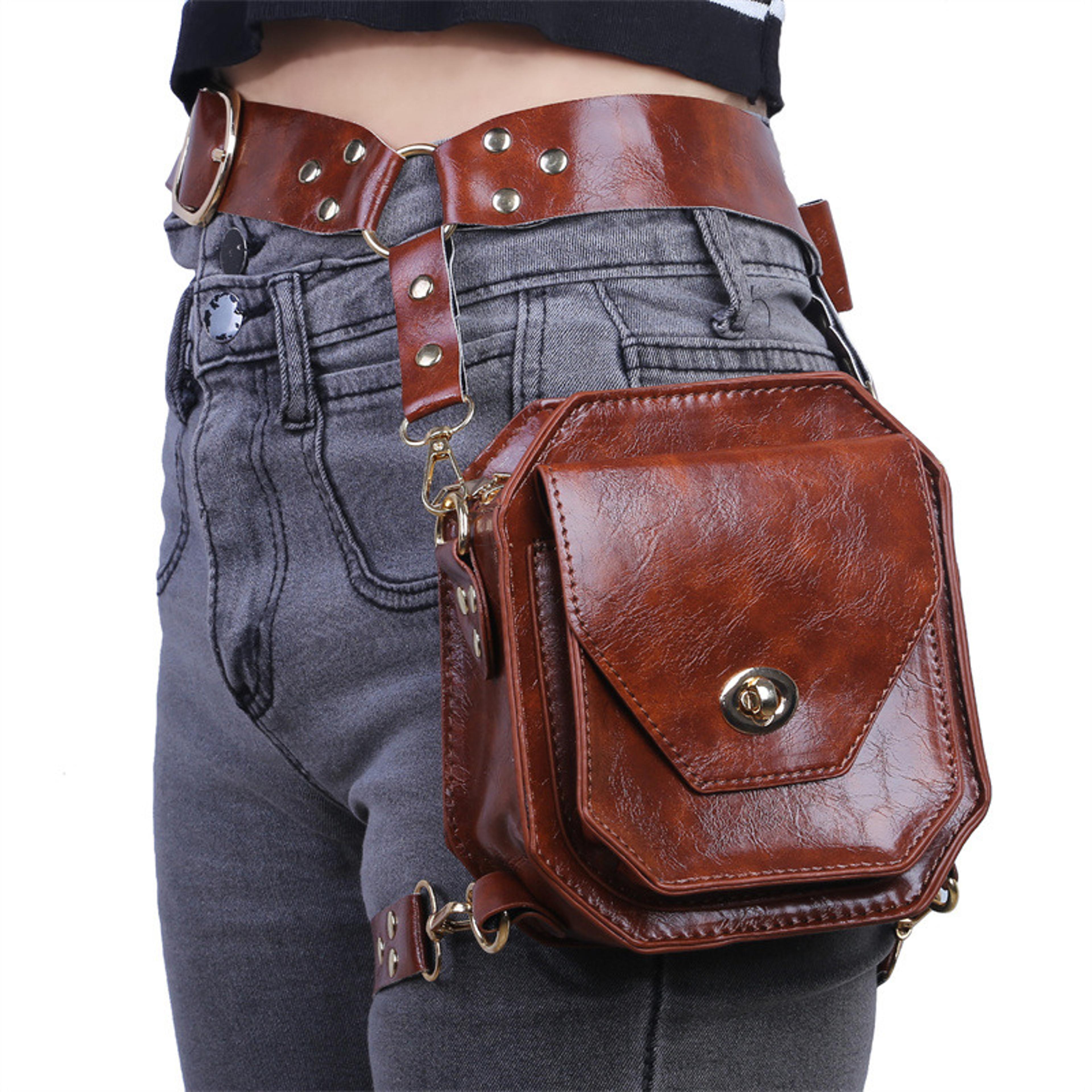 retro women's waist bag pu leather crossbody belt bag with phone pouch