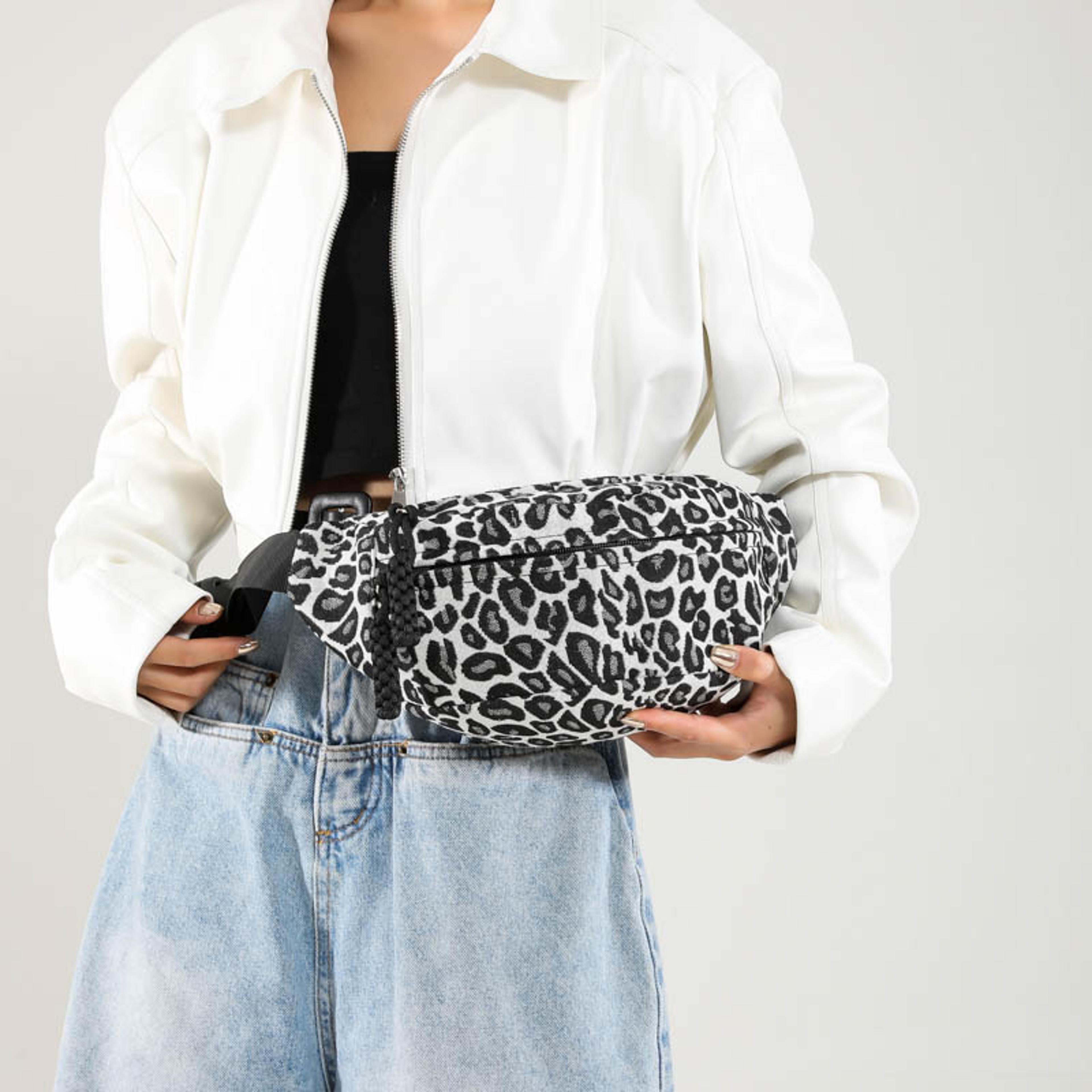 leopard print canvas waist pack crossbody belt bag for women