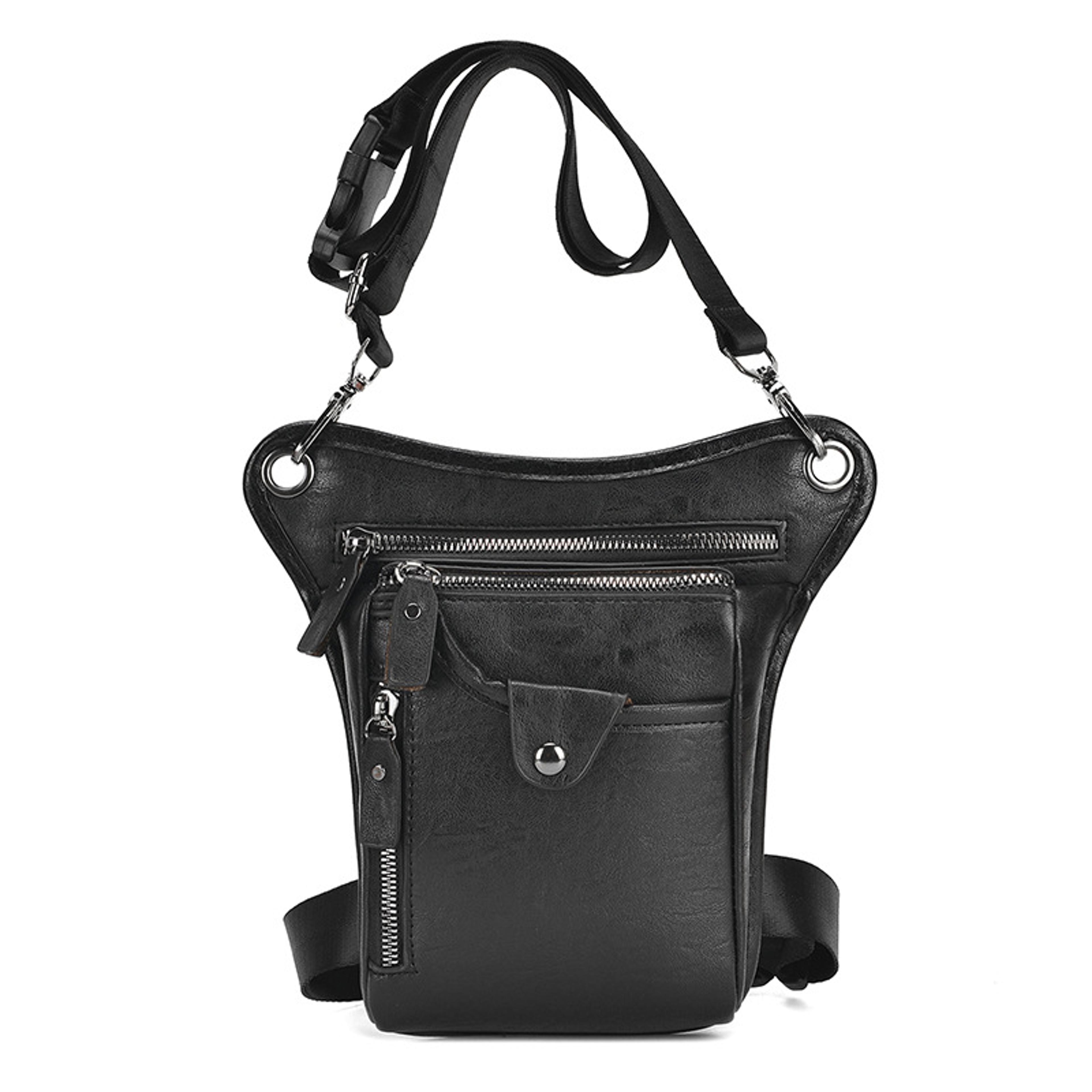 vintage pu leather drop leg bag motorcycle leg bag waist pack for hiking, riding & everyday carry
