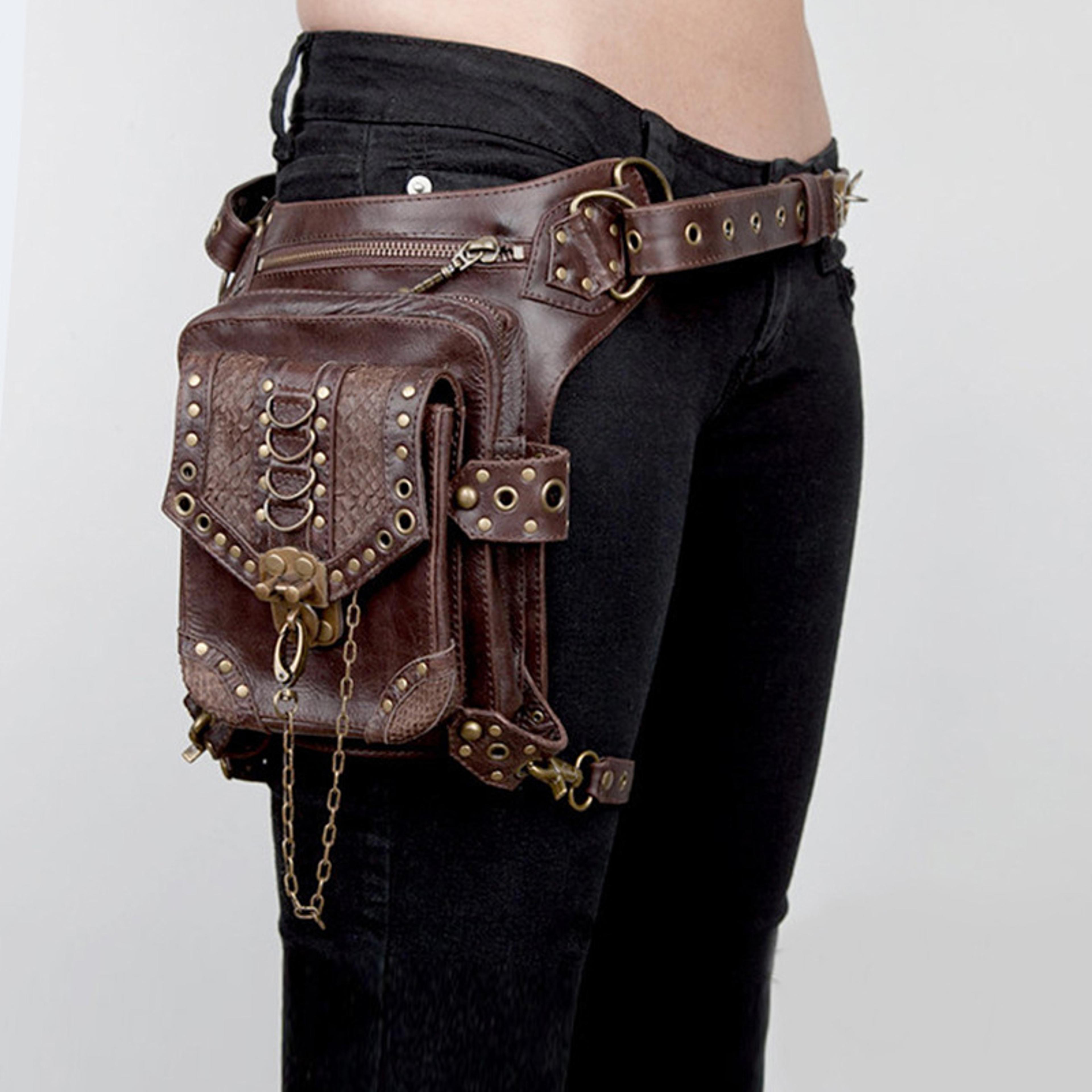 steampunk fanny pack gothic belt bag motorcycle waist bag