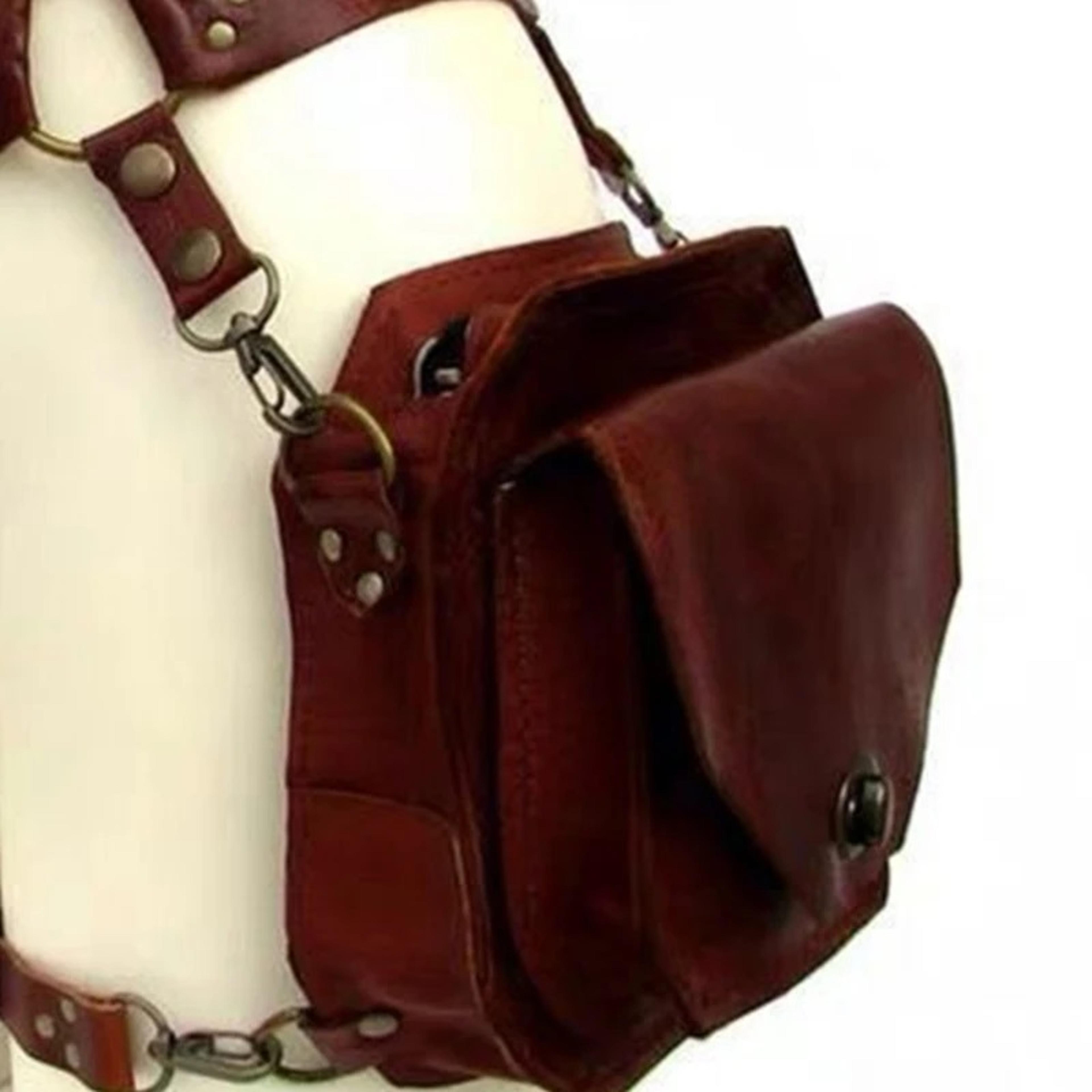 medieval steampunk thigh bag pu leather drop leg waist pouch for cosplay, travel & riding