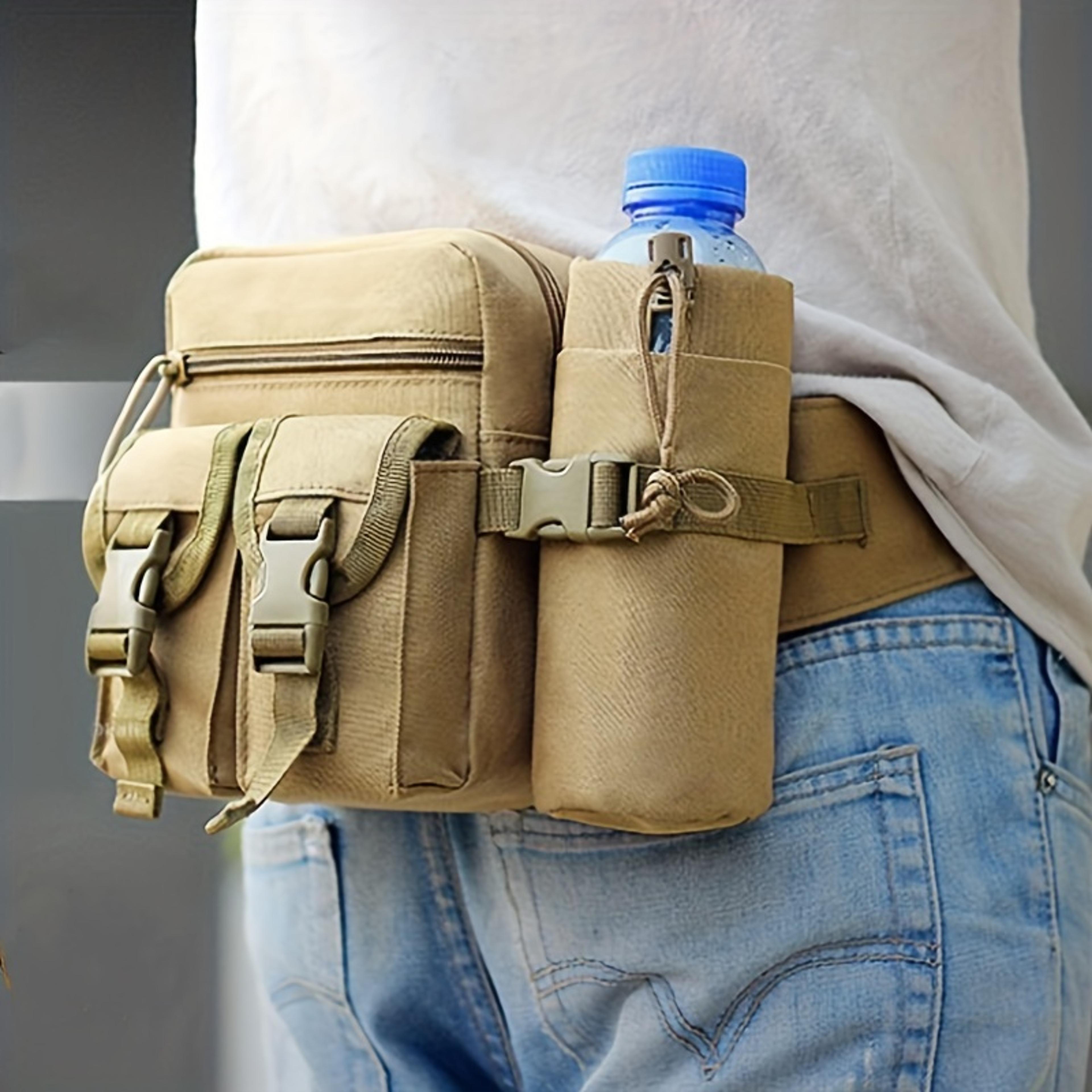 multi pocket fanny pack with water bottle holder for hiking travel sports