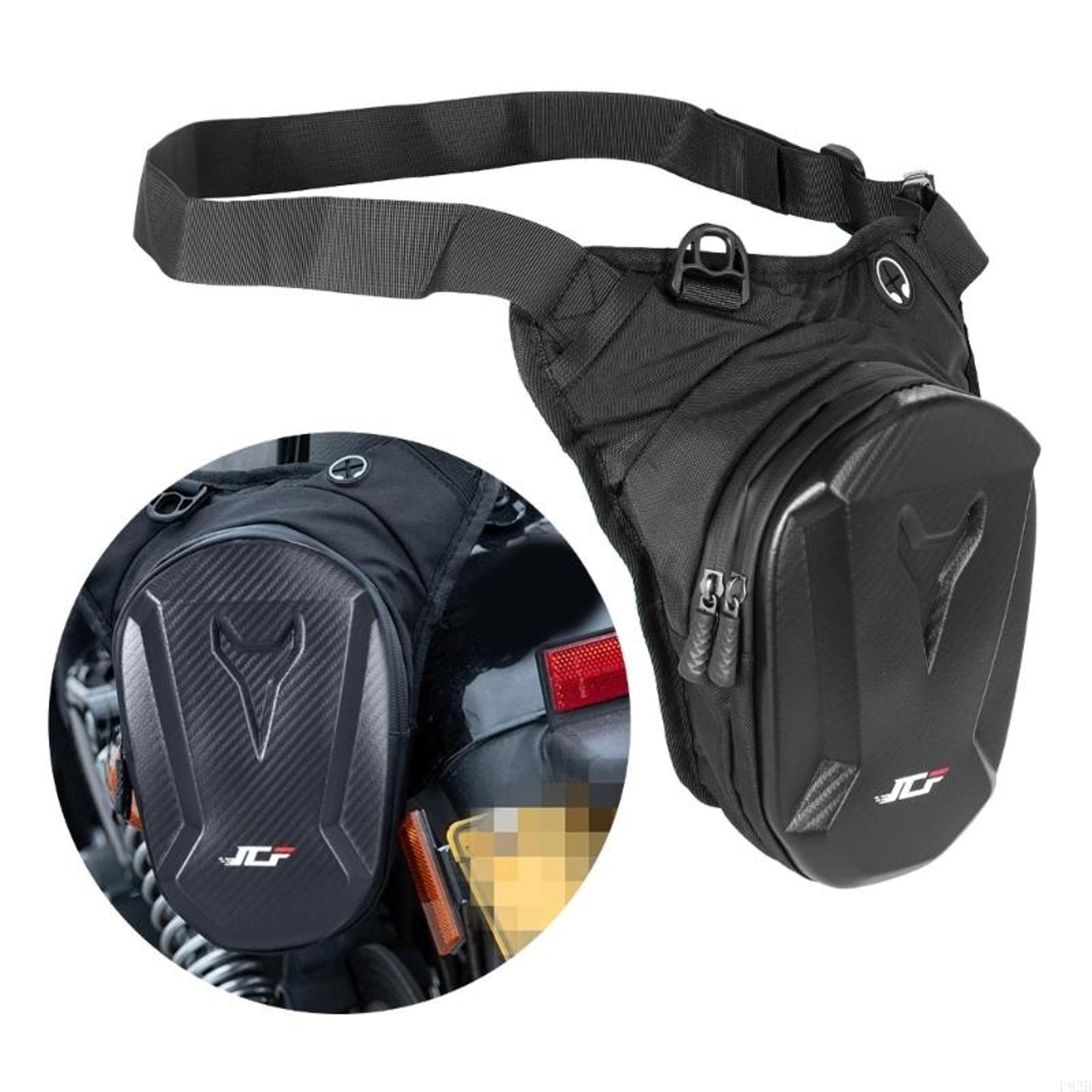 compact motorcycle leg bag with secure storage for riders