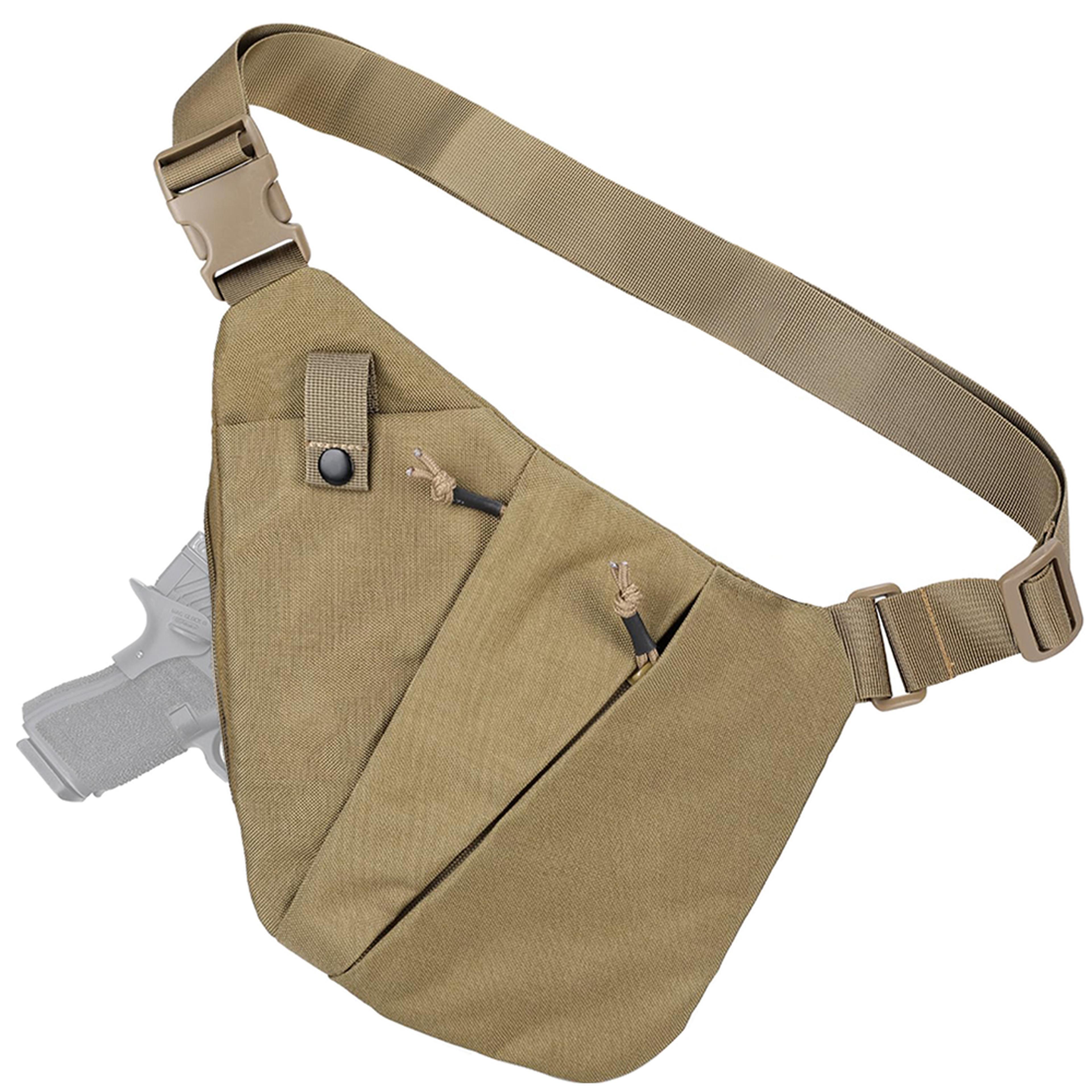 tactical concealed carry chest bag right hand draw pistol holster anti theft crossbody pack