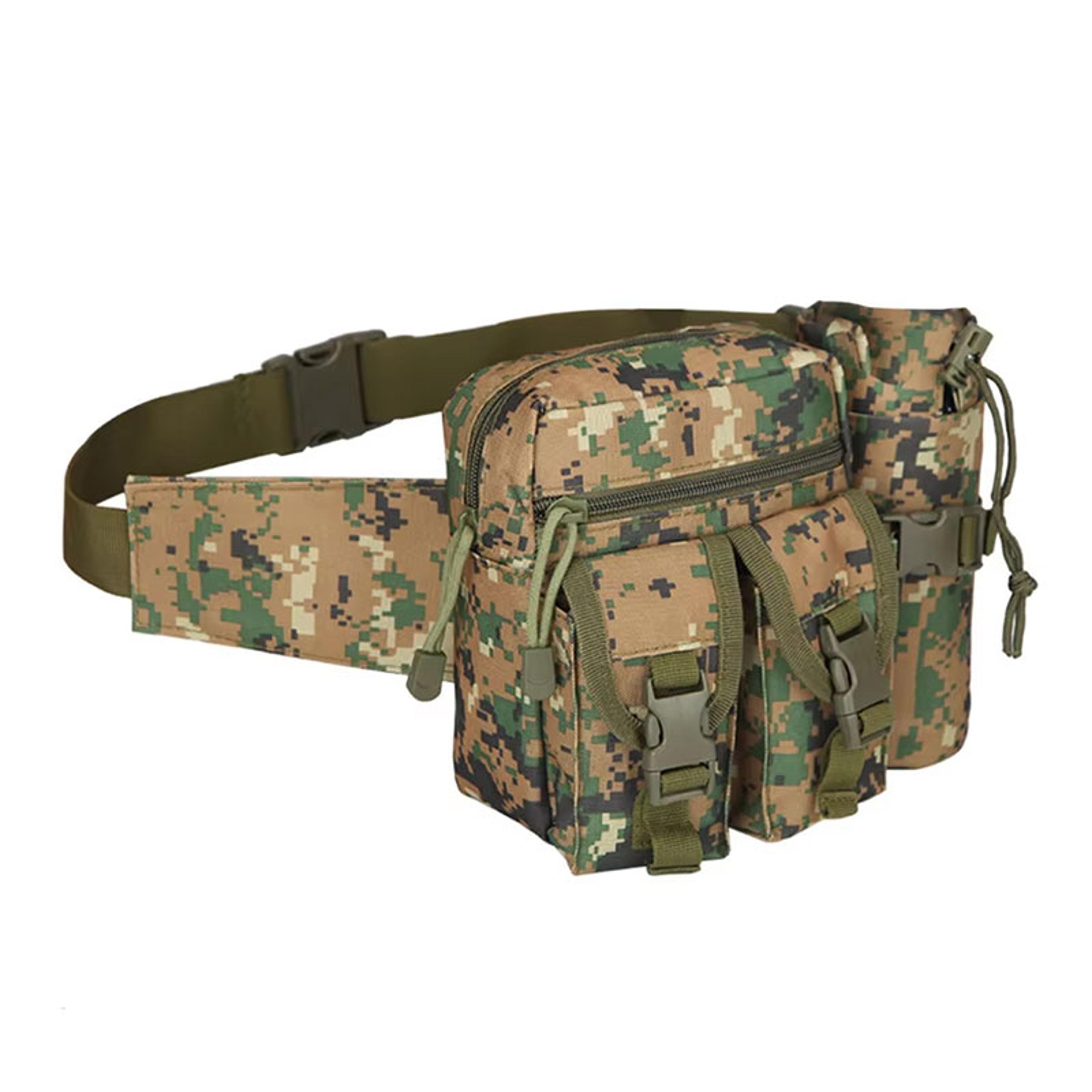 tactical outdoor waist pack with water bottle holder and phone pouch for hiking camping