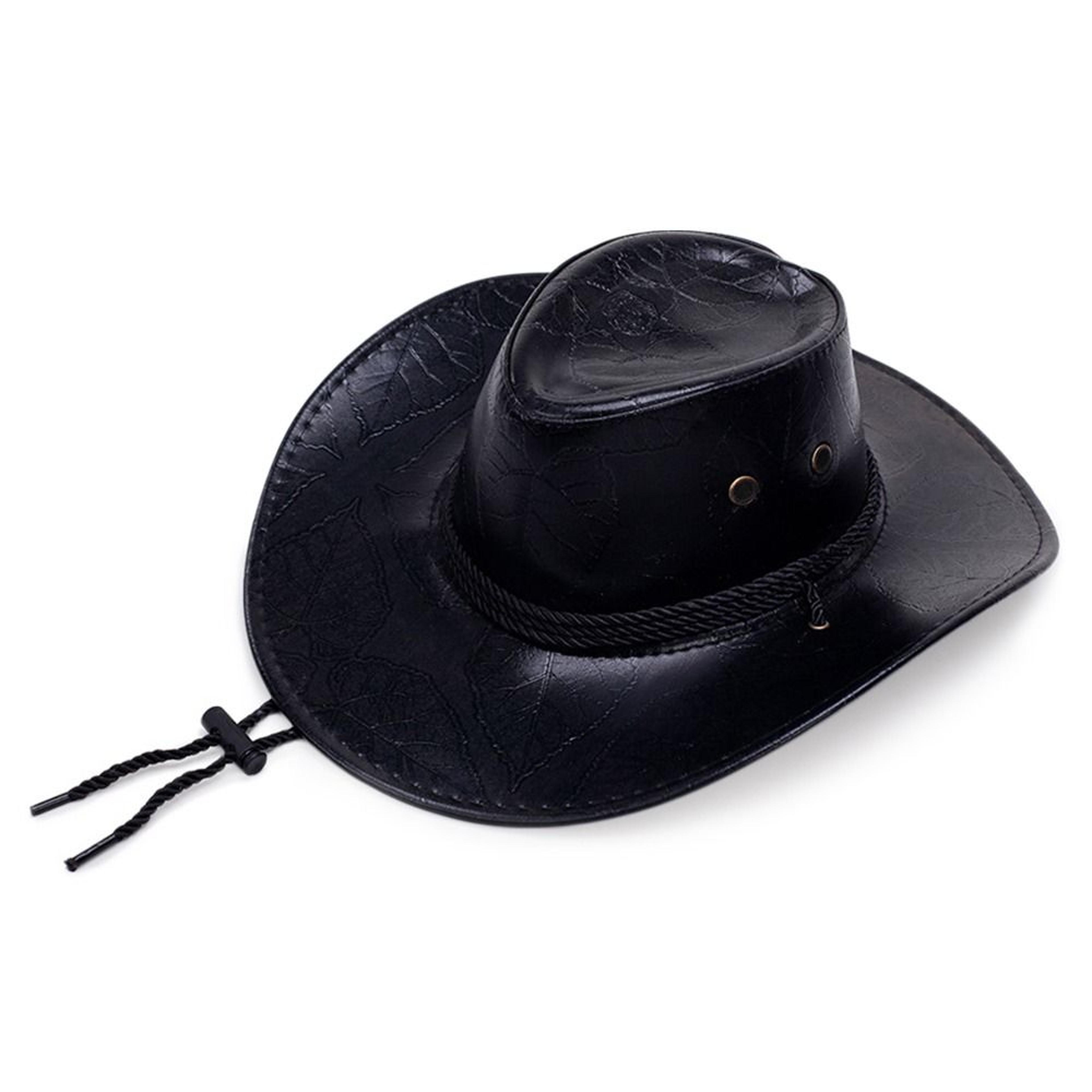 classic leather cowboy hat for men & women vintage western cowboy hat wide brim sun cap