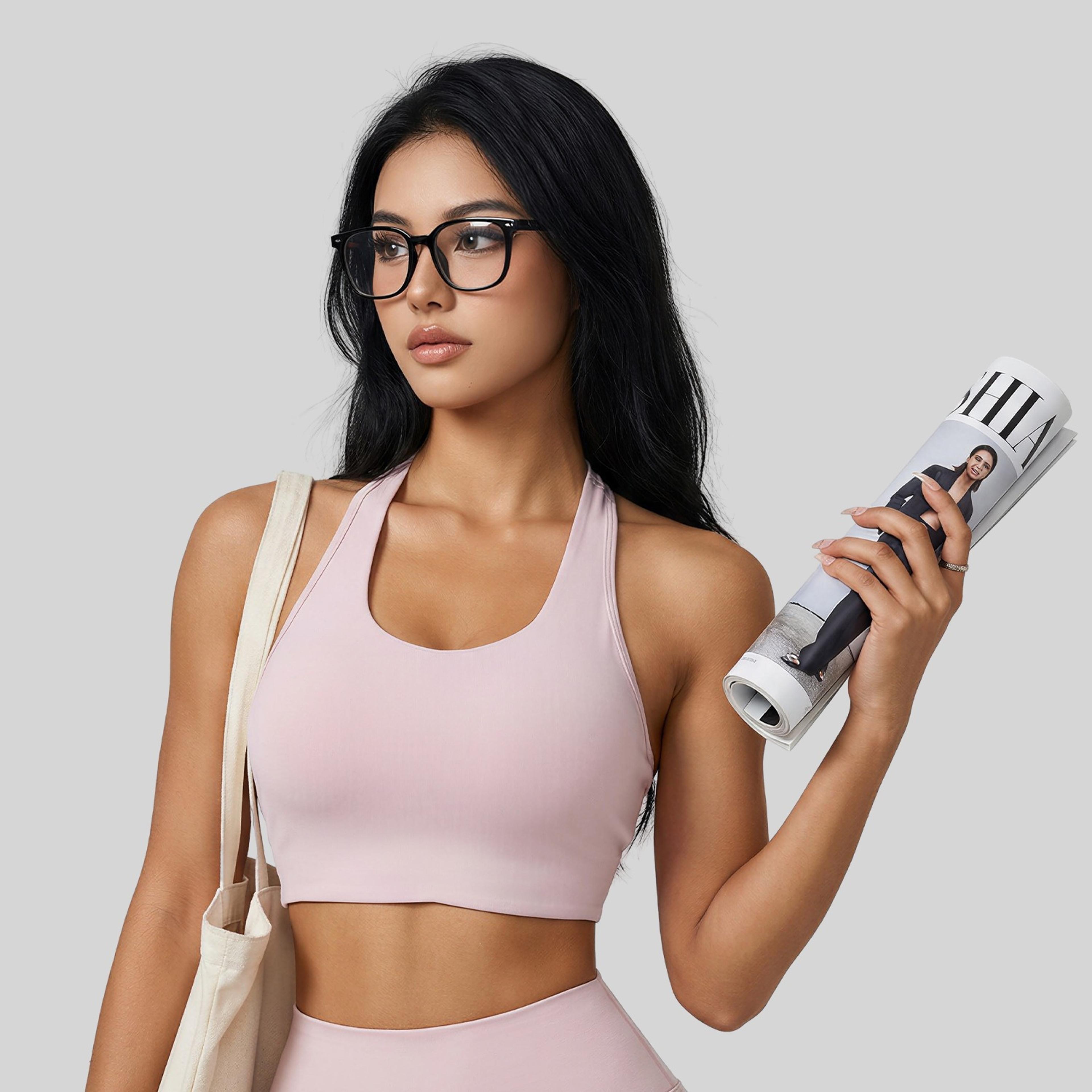 women's built in bra tank top high stretch halter workout top for yoga, gym & everyday activewear