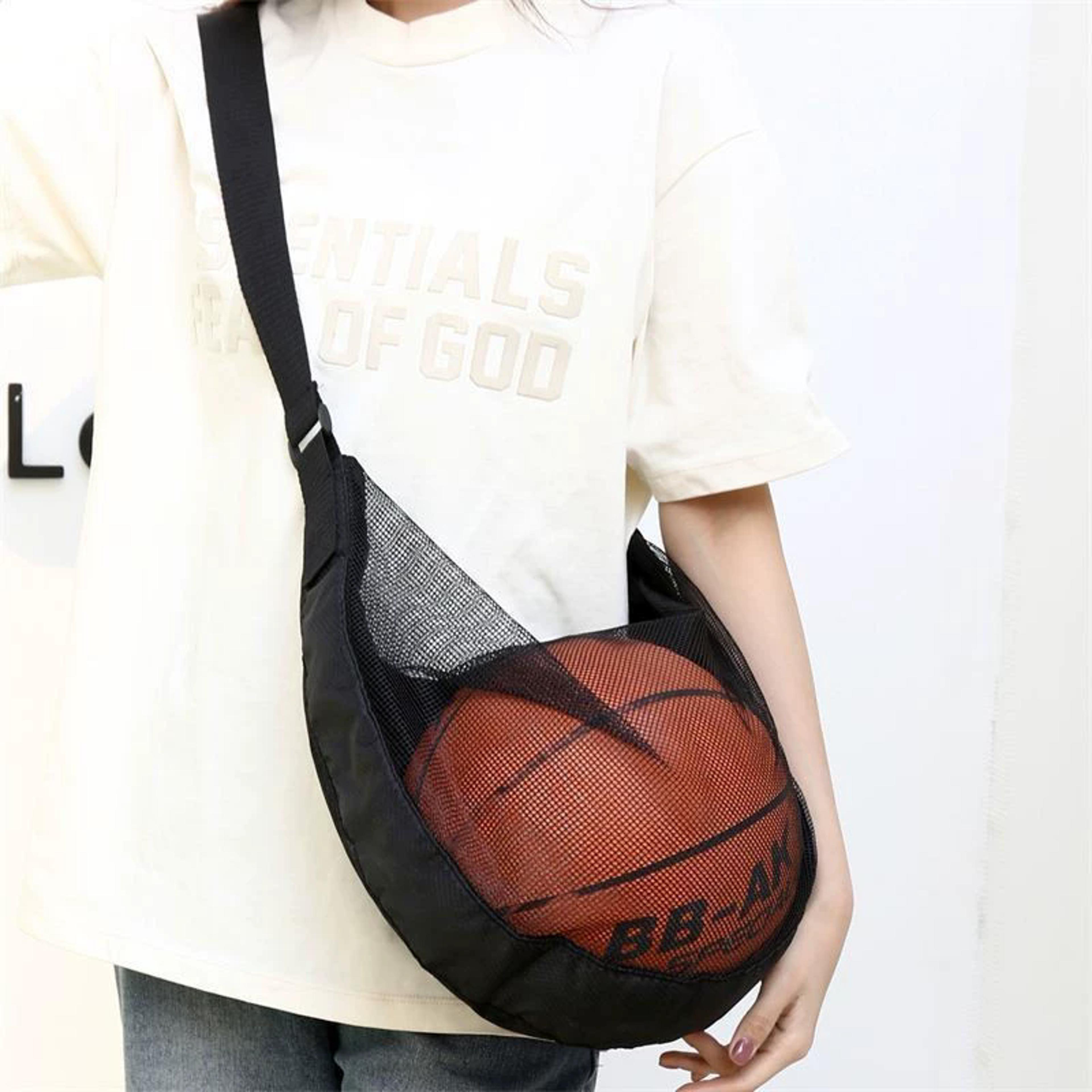large capacity sports ball storage bag mesh shoulder ball carrier for basketball, soccer & volleyball
