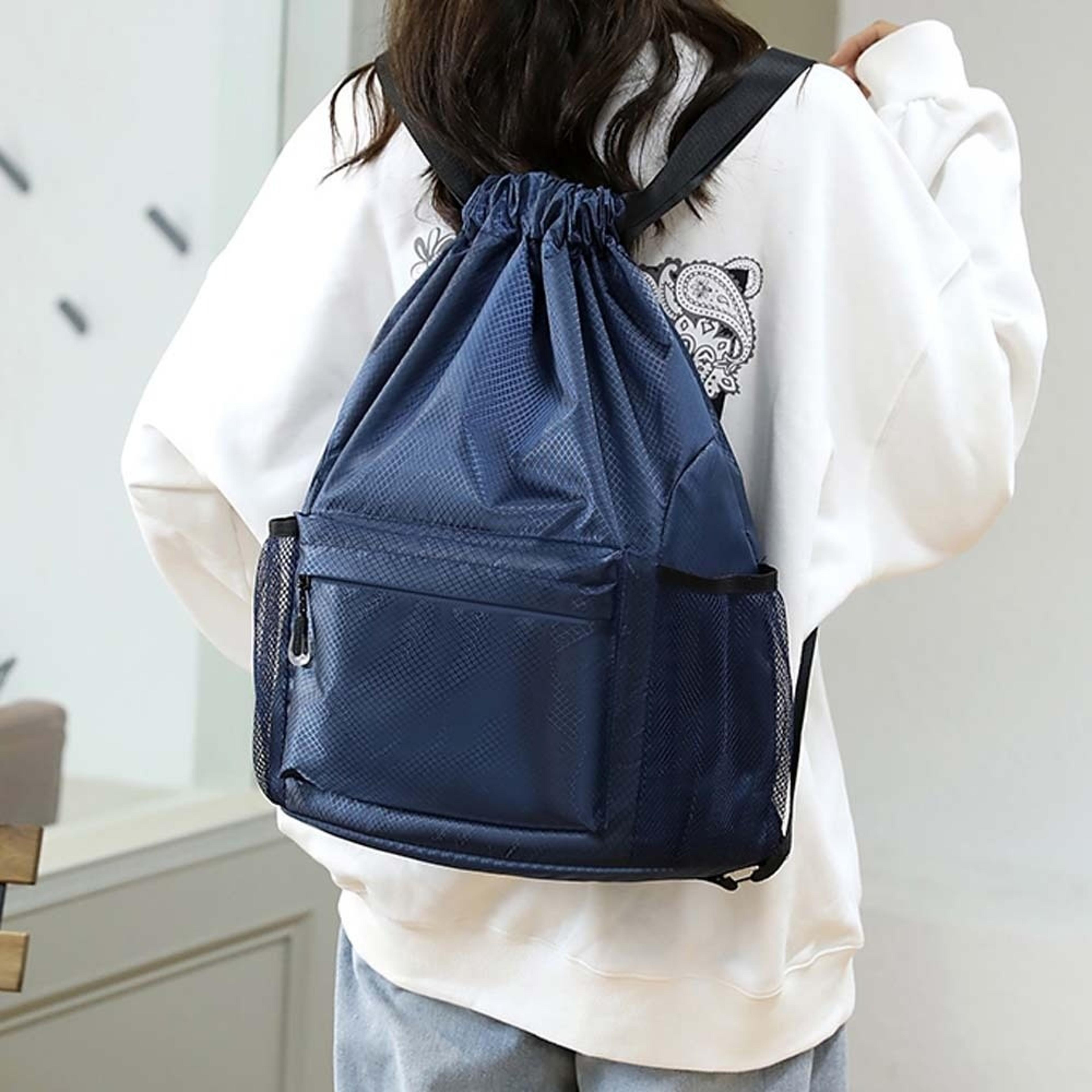 portable water resistant gym drawstring bag large capacity sports backpack