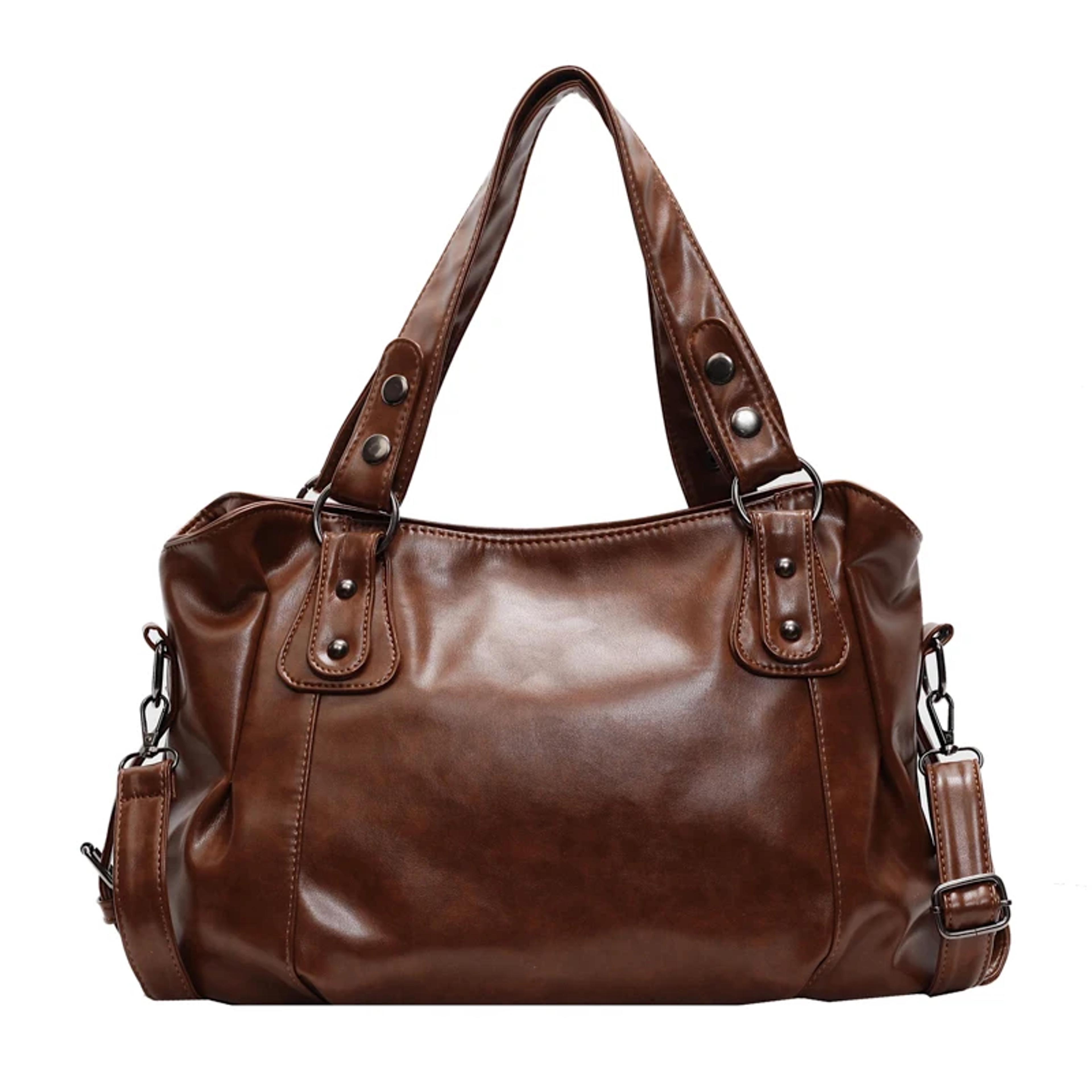 retro large capacity shoulder bag soft pu leather classic crossbody tote for women