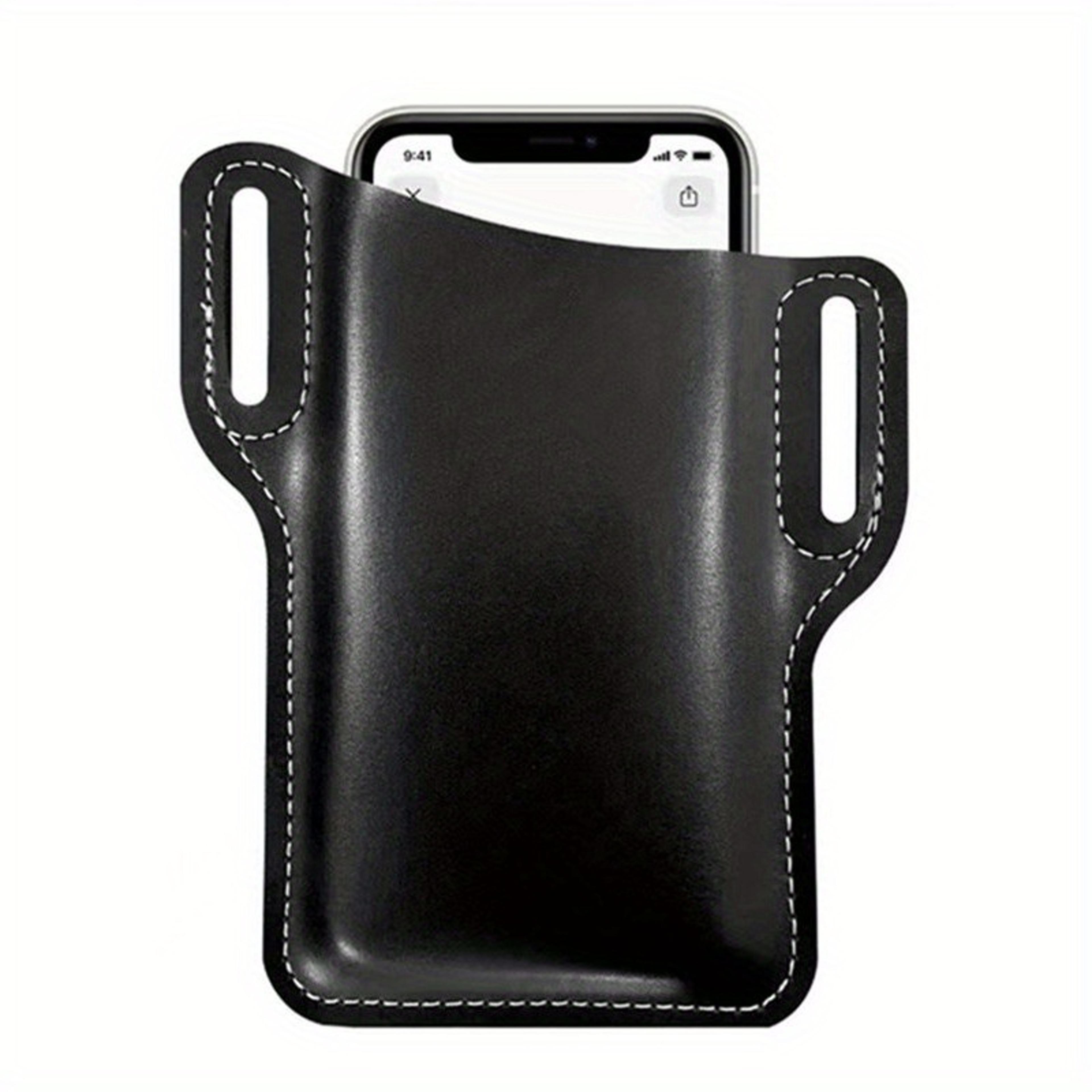leather phone belt holster waist bag for men outdoor mobile pouch with secure belt clip