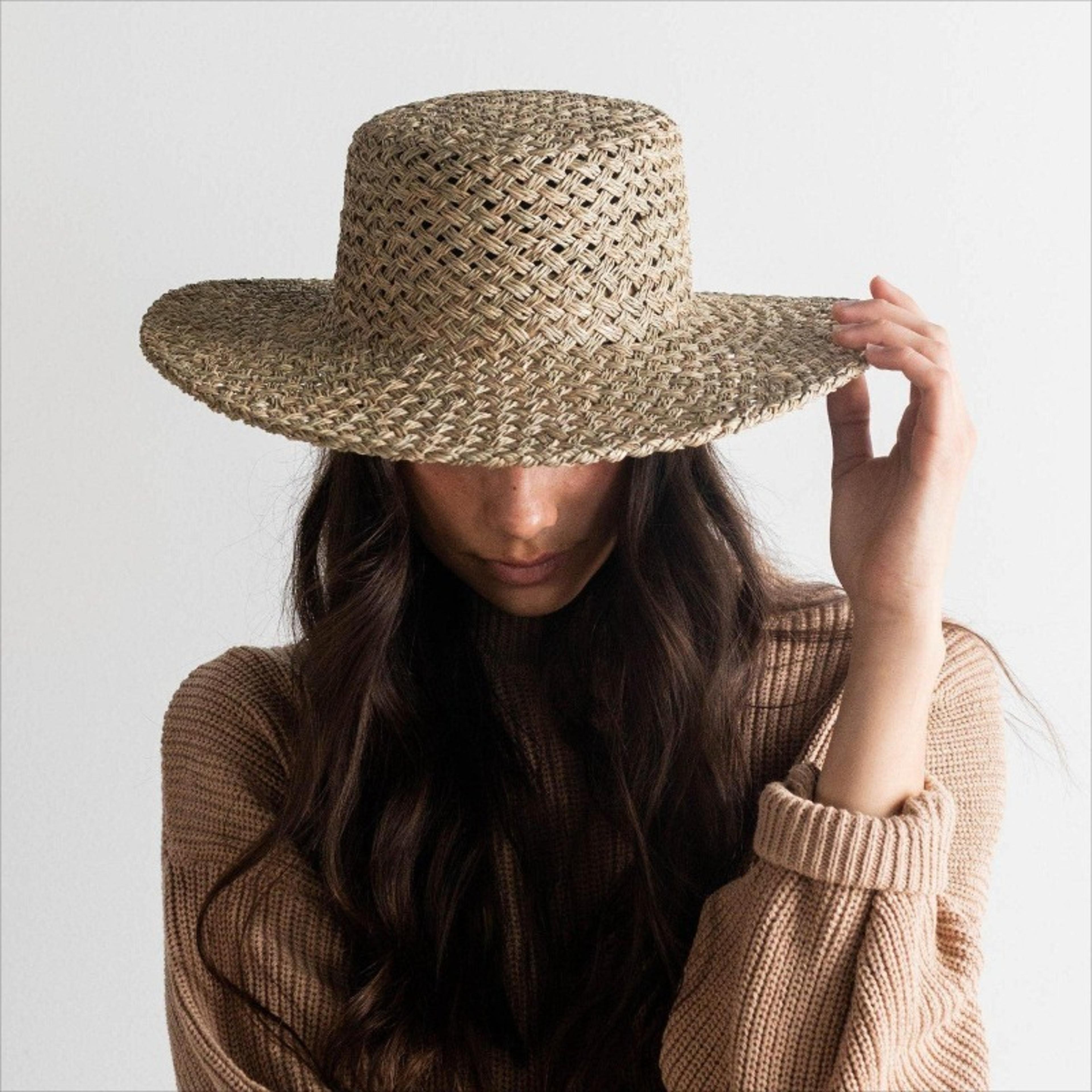 women's straw sun hat flat top panama hat for beach, travel & summer holidays
