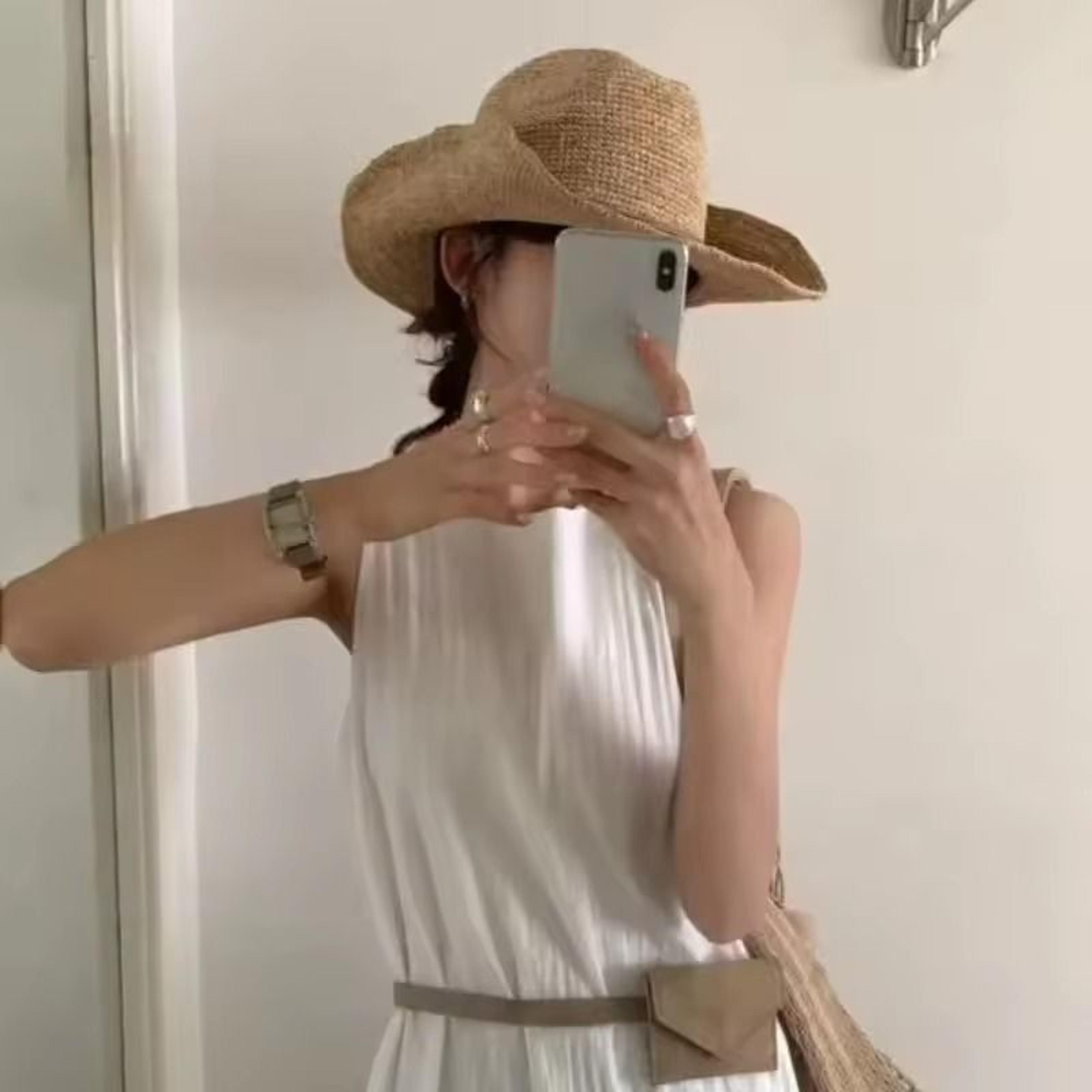 raffia straw hat wide brim western cowboy hat for beach, travel & summer sun protection